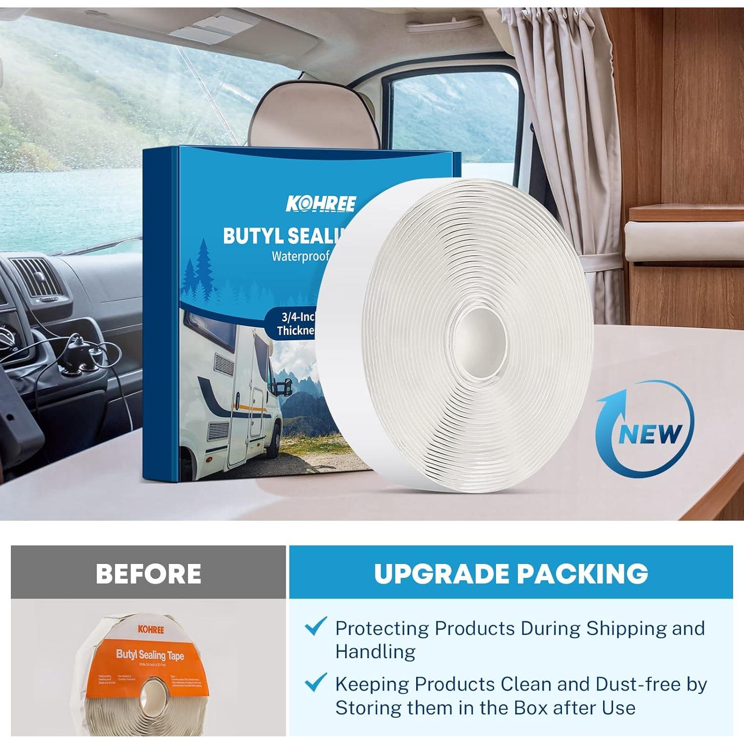 Cinta Selladora Butílica Kohree Blanca 0.32 cm x 1.9 cm x 9.14 m