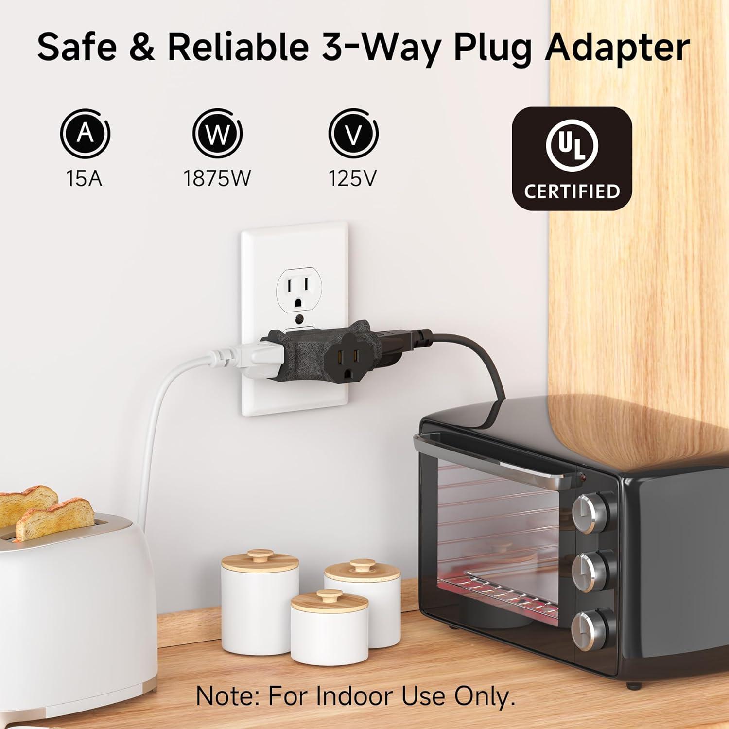 Adaptador de Enchufe de 3 Vías Cable Matters Negro 15A 1875W