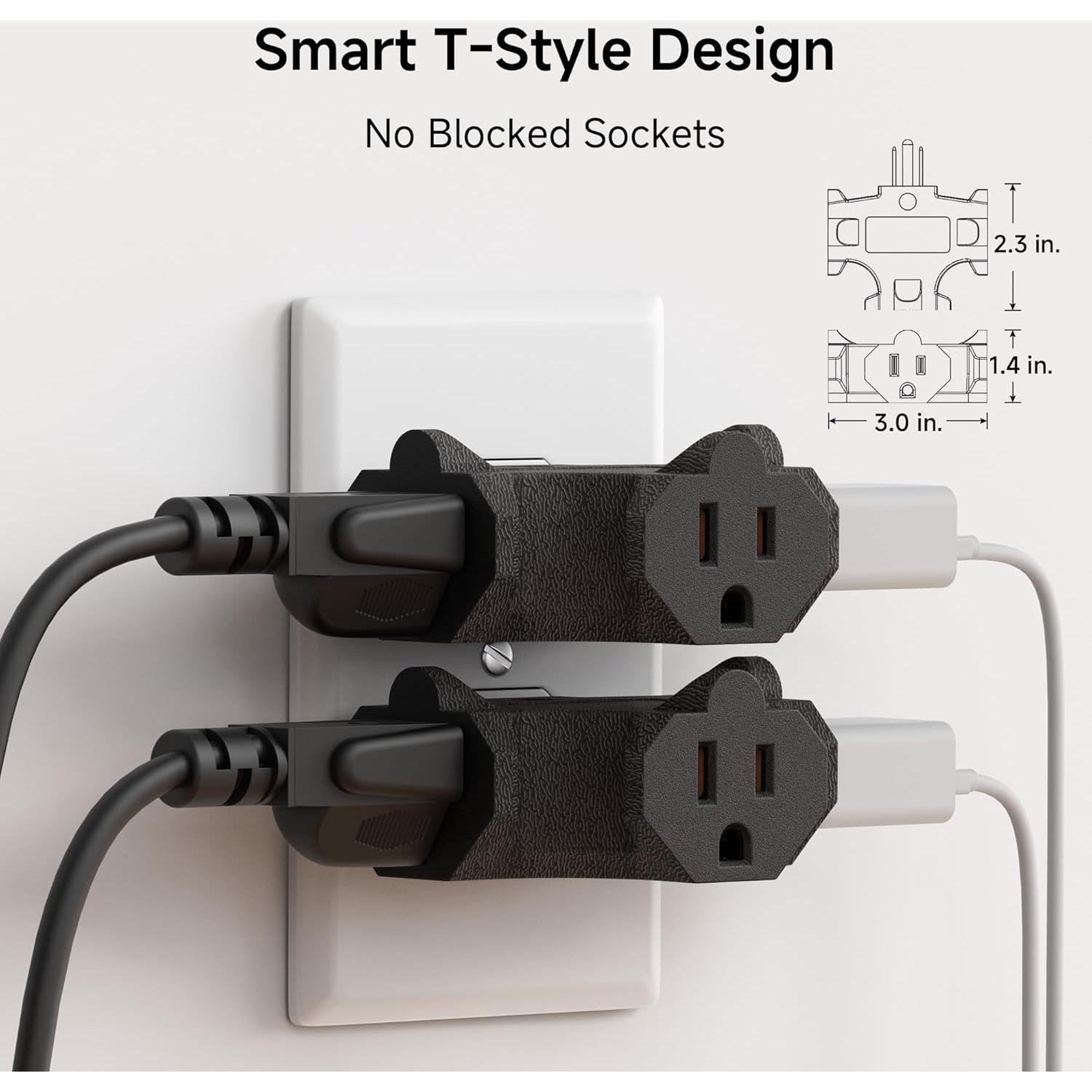 Adaptador de Enchufe de 3 Vías Cable Matters Negro 15A 1875W