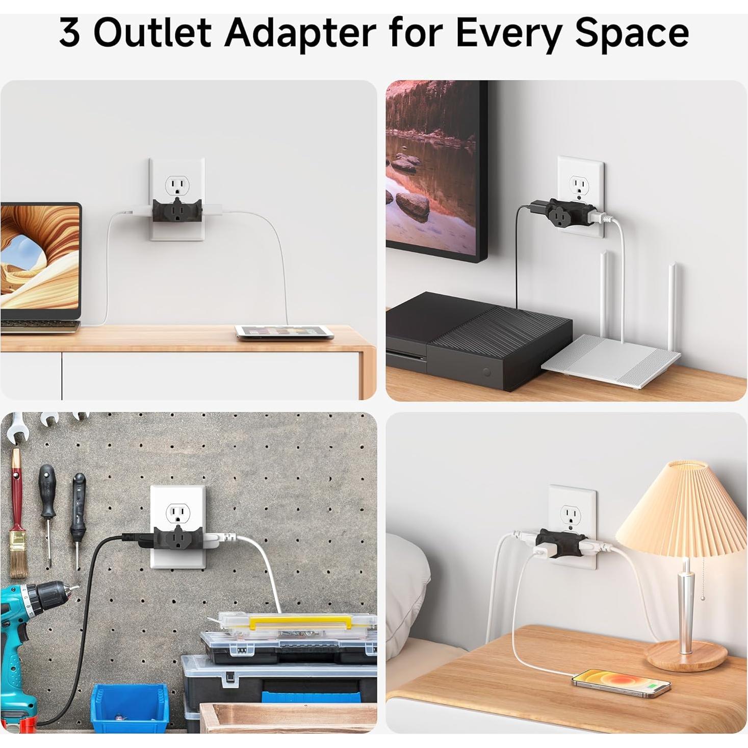 Adaptador de Enchufe de 3 Vías Cable Matters Negro 15A 1875W