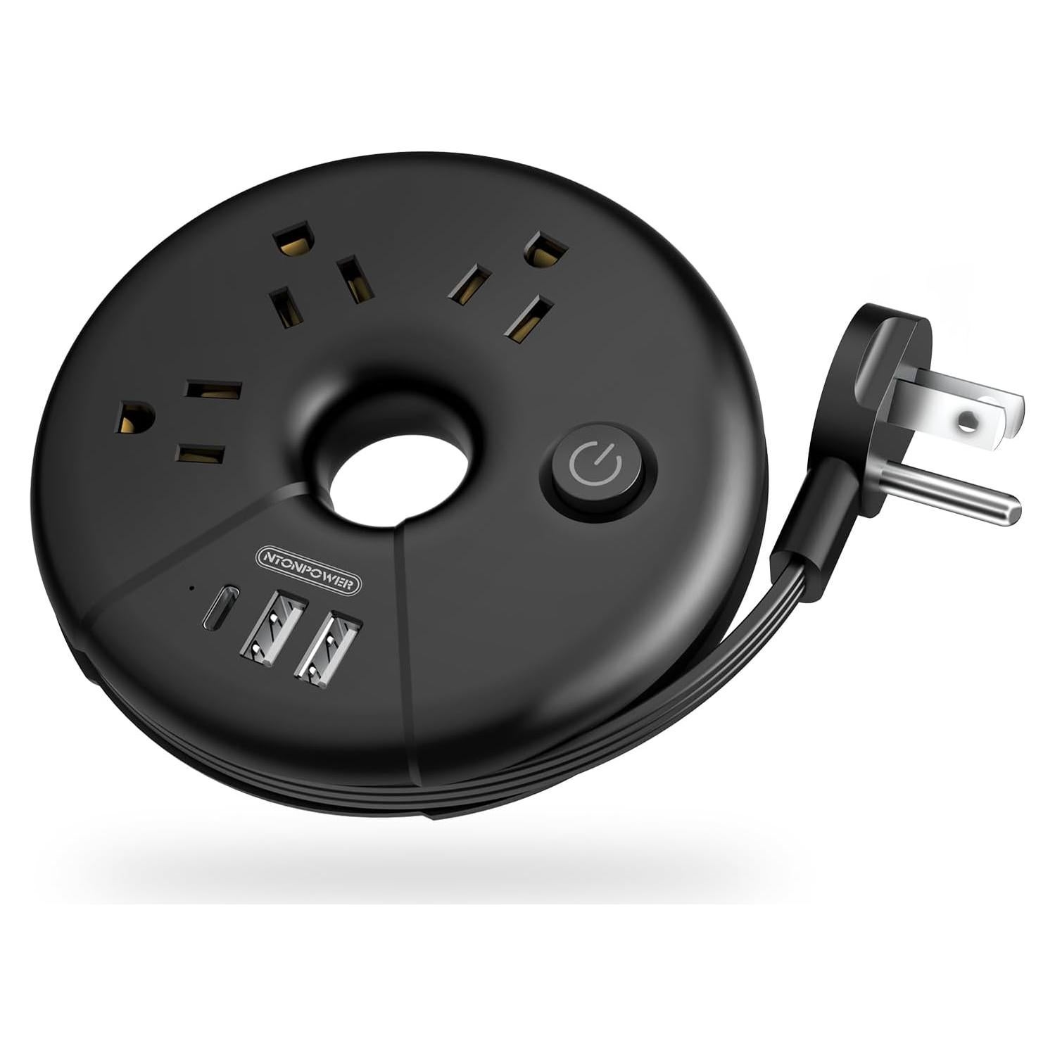 Regleta de Viaje NTONPOWER Compacta 3 USB 1m Negra