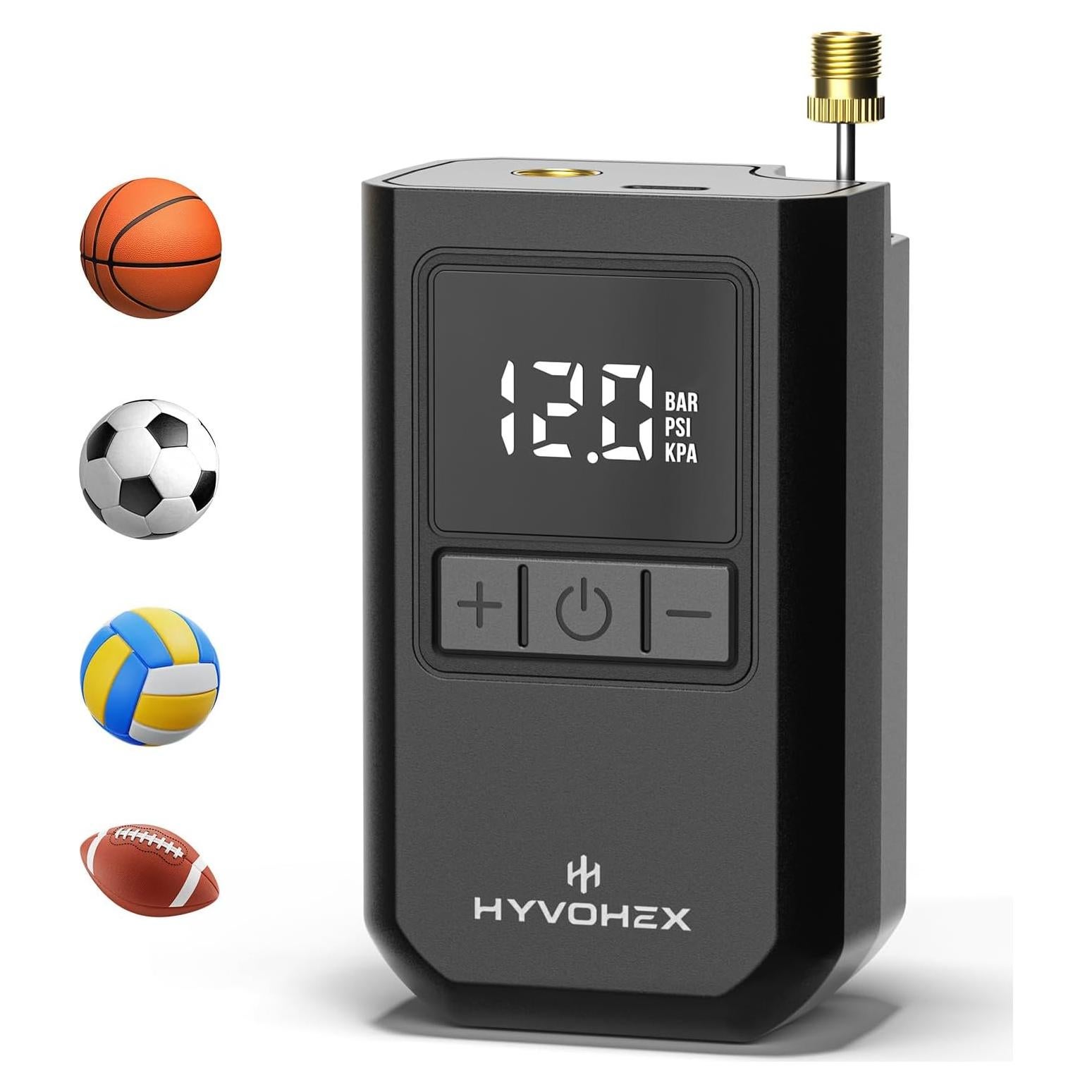 Bomba Eléctrica Portátil HYVOHEX P100 para Pelotas - Inflación Rápida