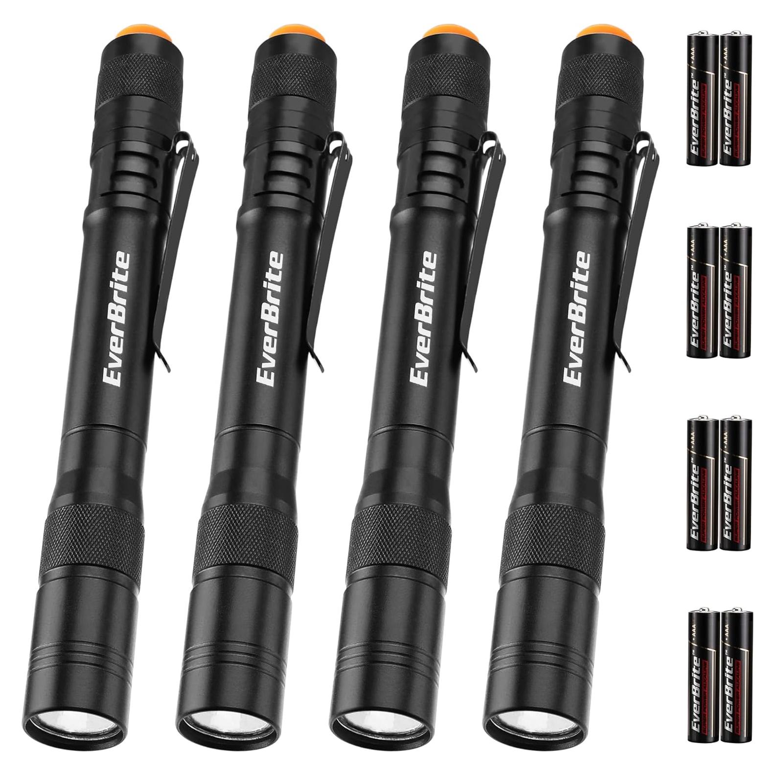 Linterna de Bolígrafo EverBrite 100LM Aluminio Negro - Paquete de 4