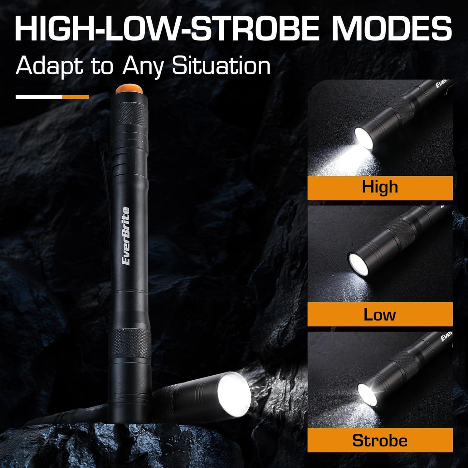 Linterna de Bolígrafo EverBrite 100LM Aluminio Negro - Paquete de 4