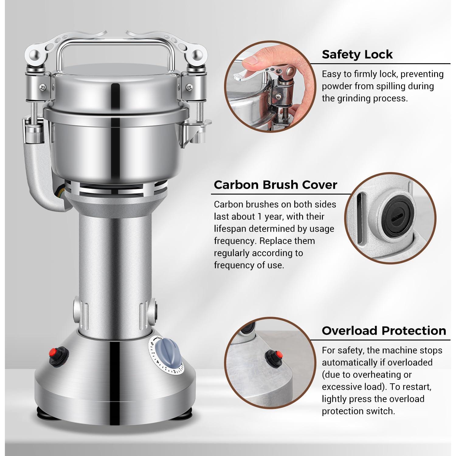 Molino de Granos Eléctrico LEEVOT 150g 650W Acero Inoxidable