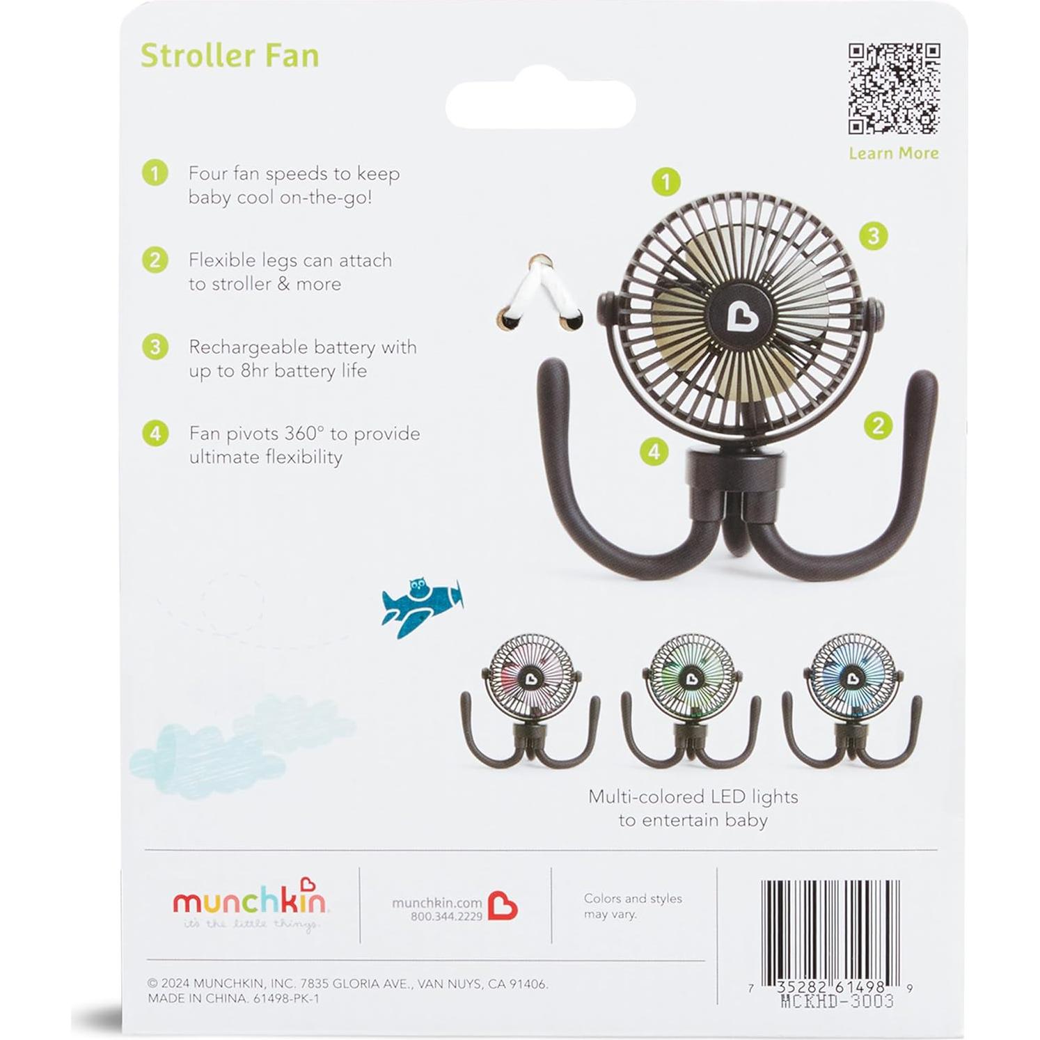 Ventilador Portátil Munchkin para Bebés - 4 Velocidades, Negro