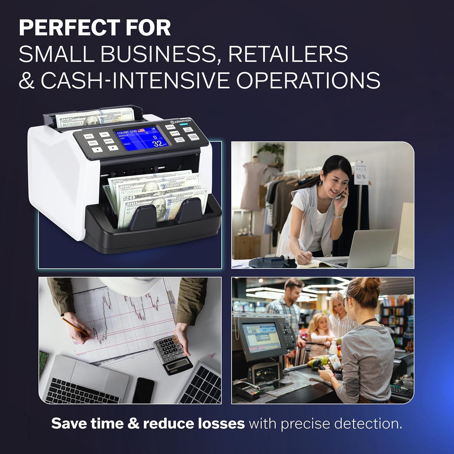 Contadora de Dinero CARNATION CR5 Detección Falsificaciones