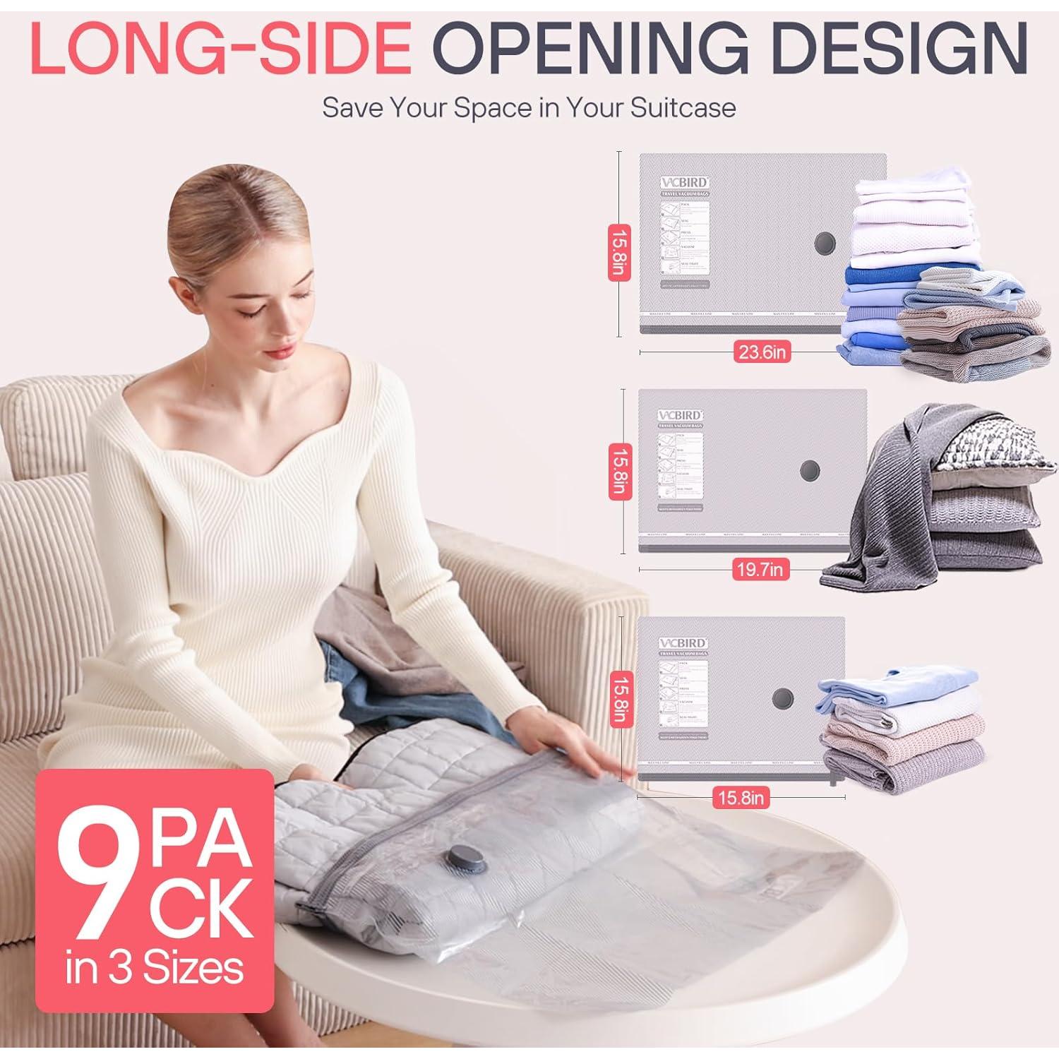 Bolsas de Almacenamiento al Vacío VMstr 9 Pzas con Bomba Eléctrica