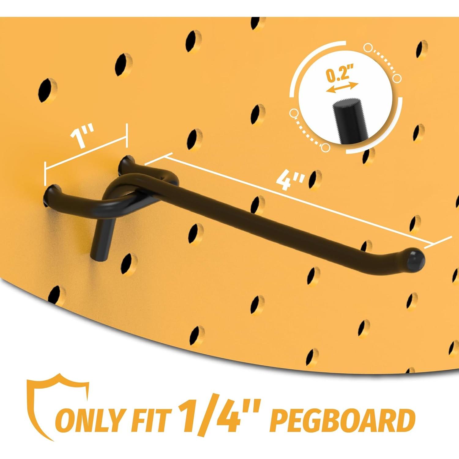 Ganchos de Tablero de Clavos HUHOLE 10 cm Negro 25PC Alta Resistencia