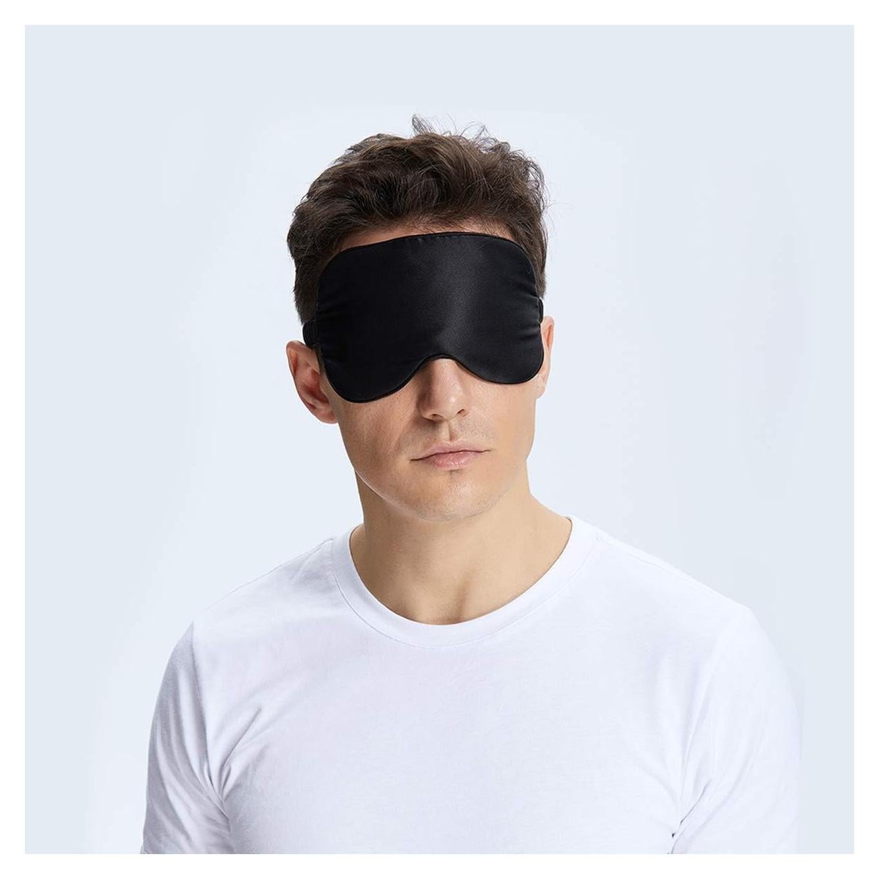 Máscara de Sueño de Seda Natural NMM Global - Unisex, Color Negro