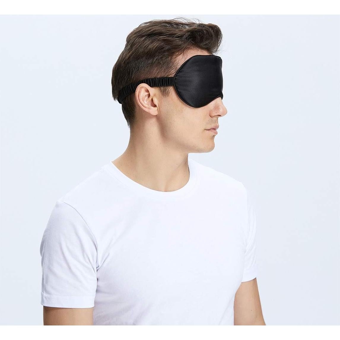 Máscara de Sueño de Seda Natural NMM Global - Unisex, Color Negro