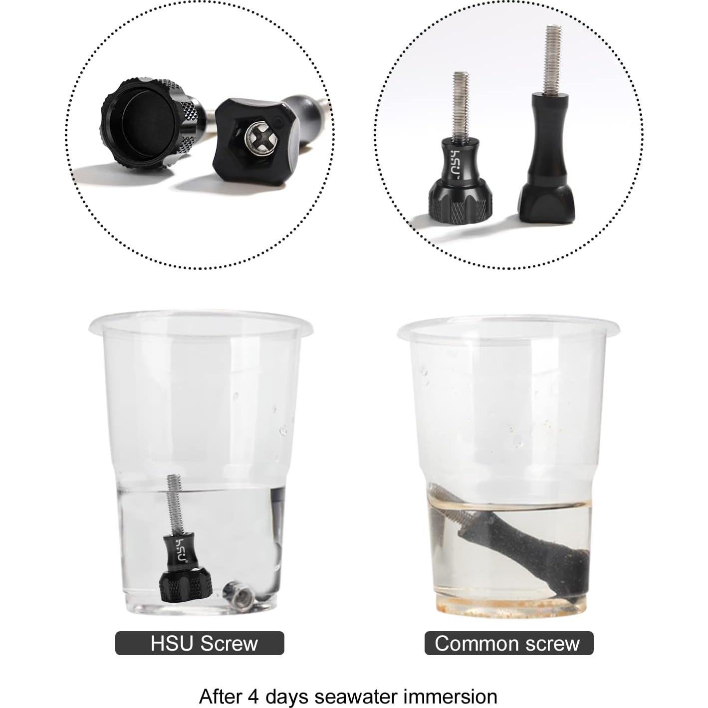 Juego de Tornillos de Pulgar HSU + Llave para GoPro - Aluminio Negro