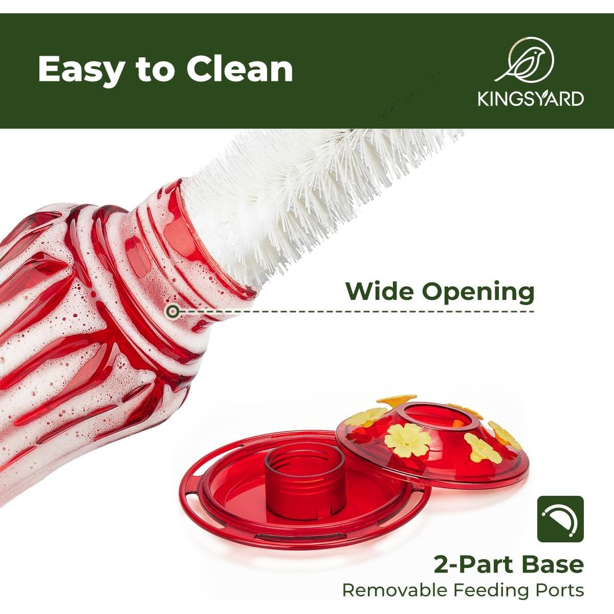 Alimentador de Colibríes de Vidrio Kingsyard 25 oz Rojo con Trampa