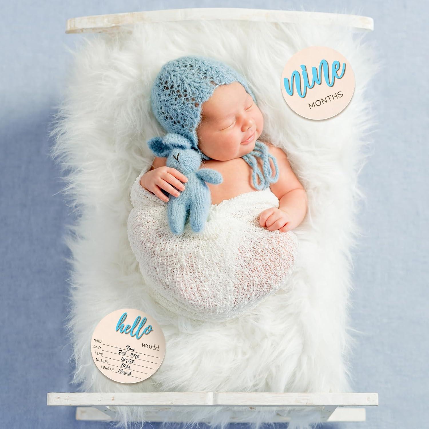 7 Señales de Hitos Mensuales de Madera para Bebés 1-12 Meses