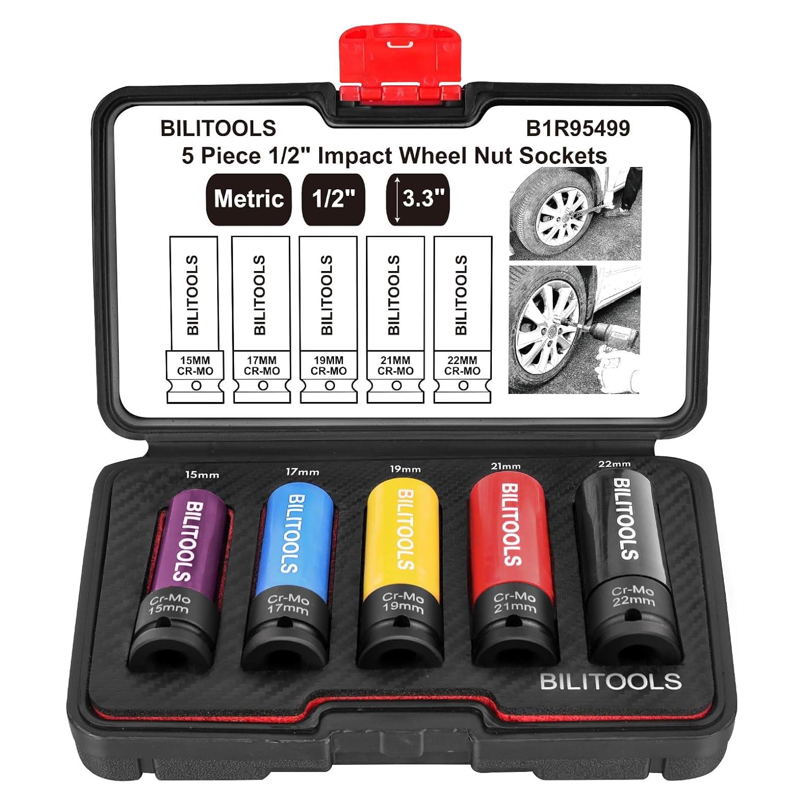 Juego de Enchufes de Tuerca de Impacto BILITOOLS 5 Piezas 15-22mm