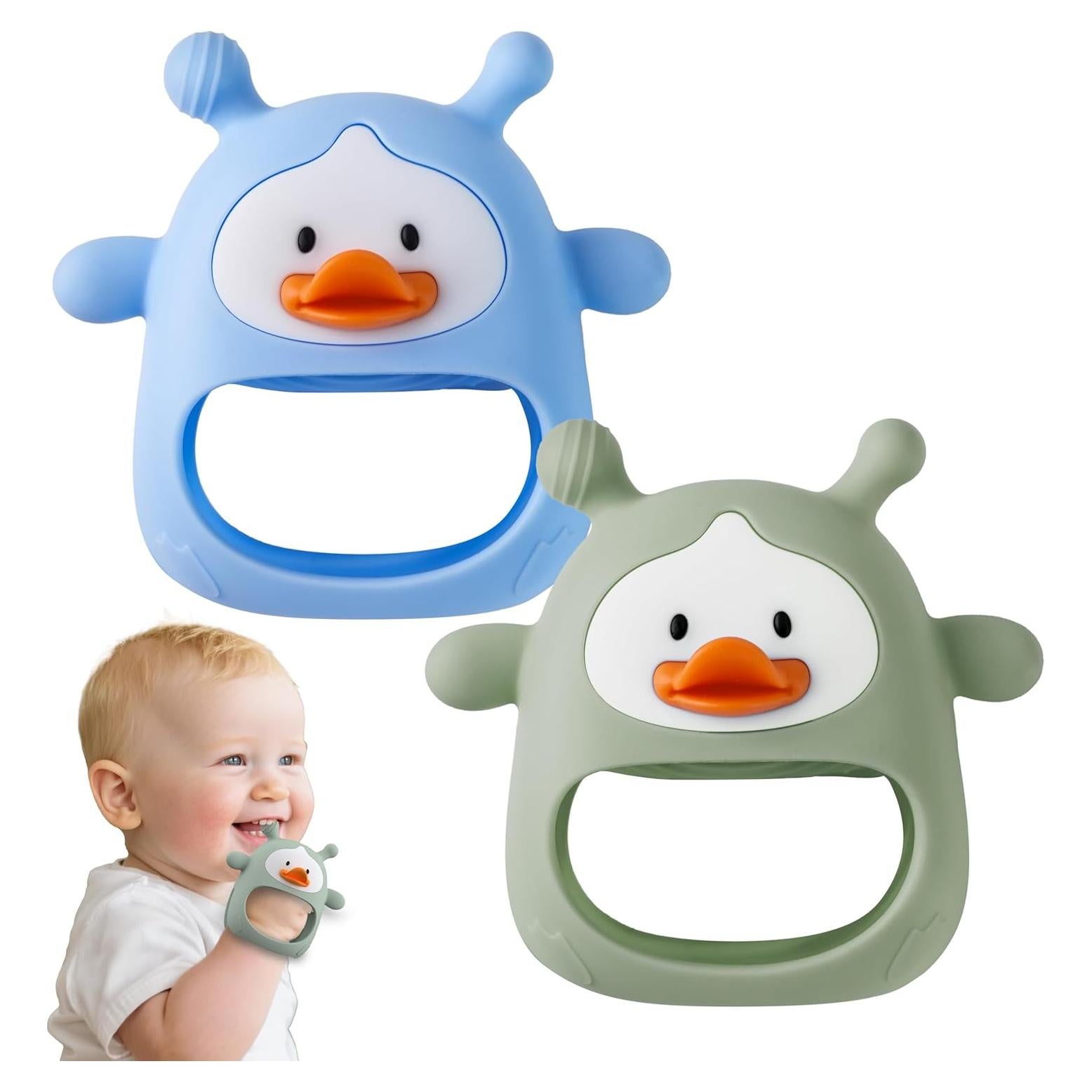 Set de 2 Mitones de Dentición para Bebés Silicona Grado Alimenticio