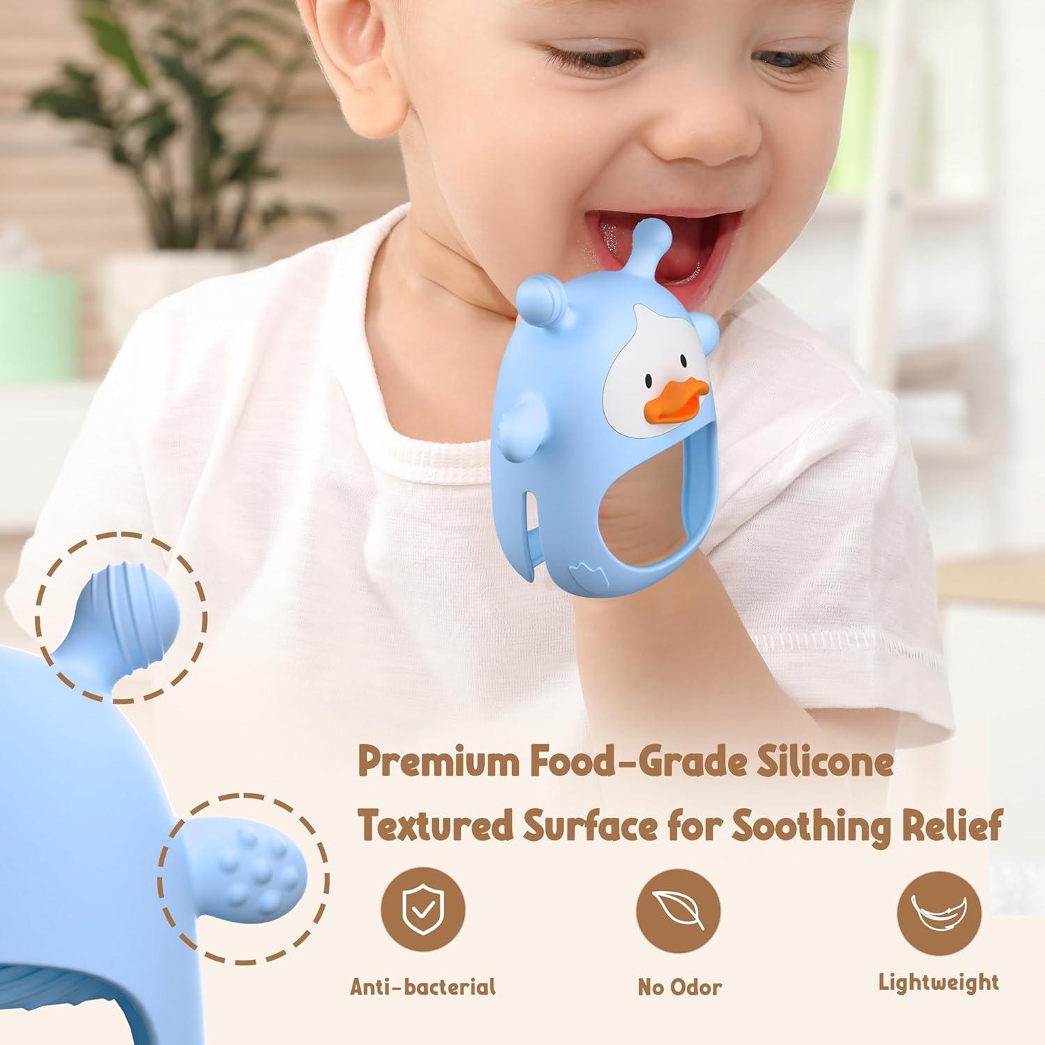 Set de 2 Mitones de Dentición para Bebés Silicona Grado Alimenticio