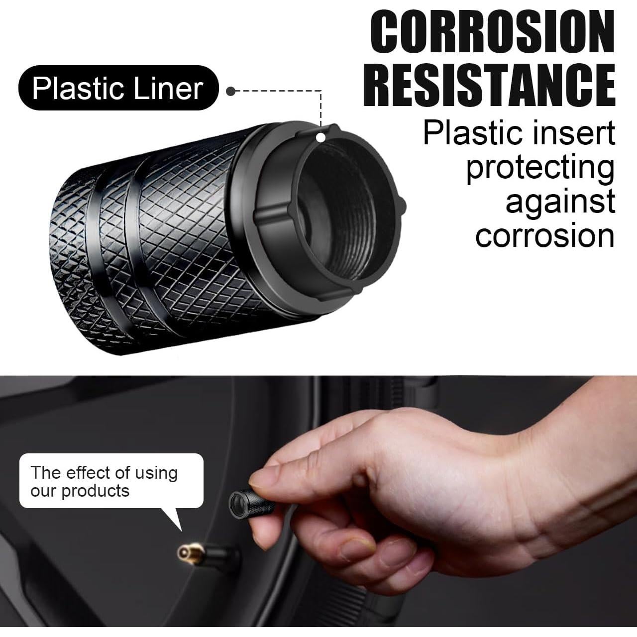 Tapas de Válvula de Neumático BAURATTI - Paquete de 5 - Negro