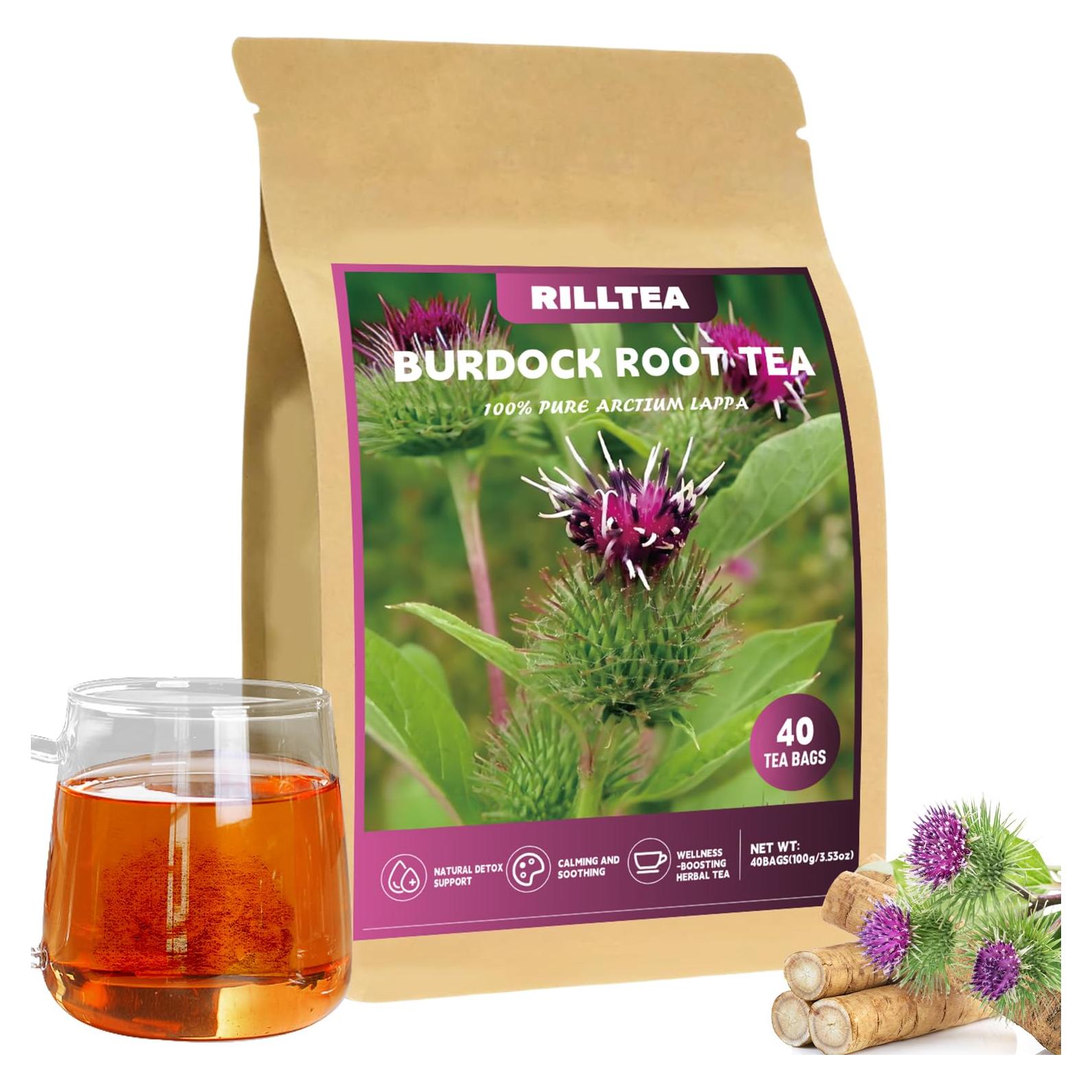 Té Herbal Rilltea Raíz de Bardana 40 Bolsitas Sin Cafeína