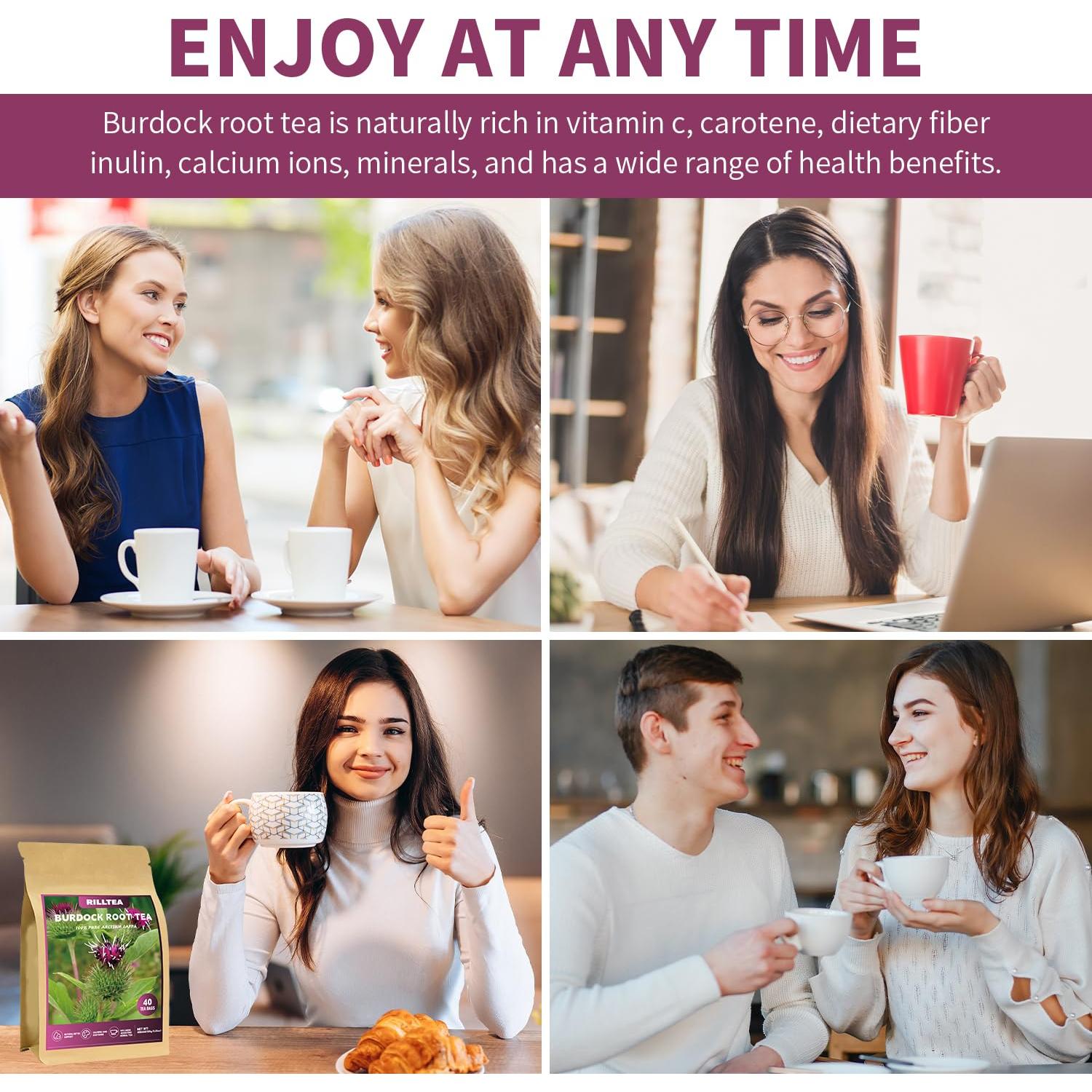 Té Herbal Rilltea Raíz de Bardana 40 Bolsitas Sin Cafeína