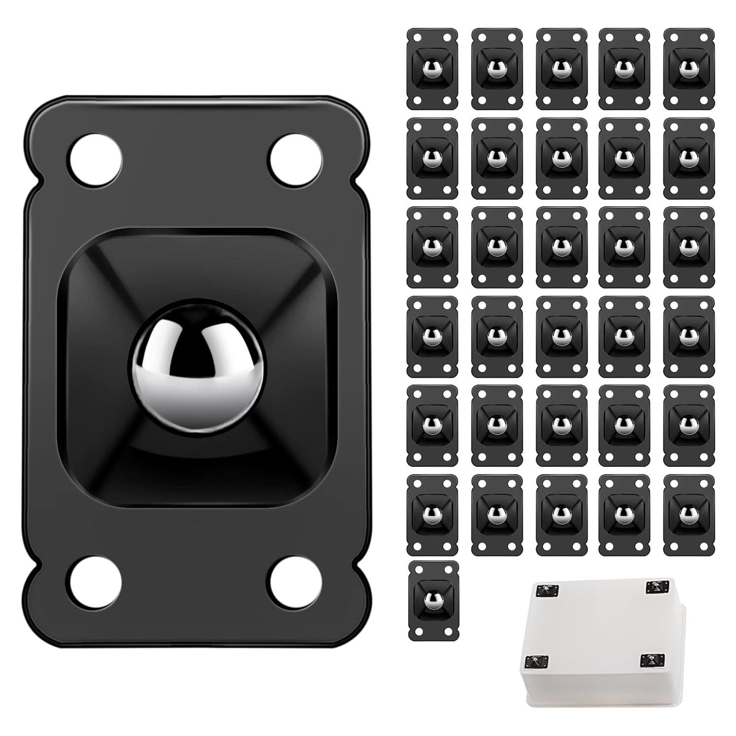 32 Ruedas Autoadhesivas de Acero Inoxidable 360° - Negro