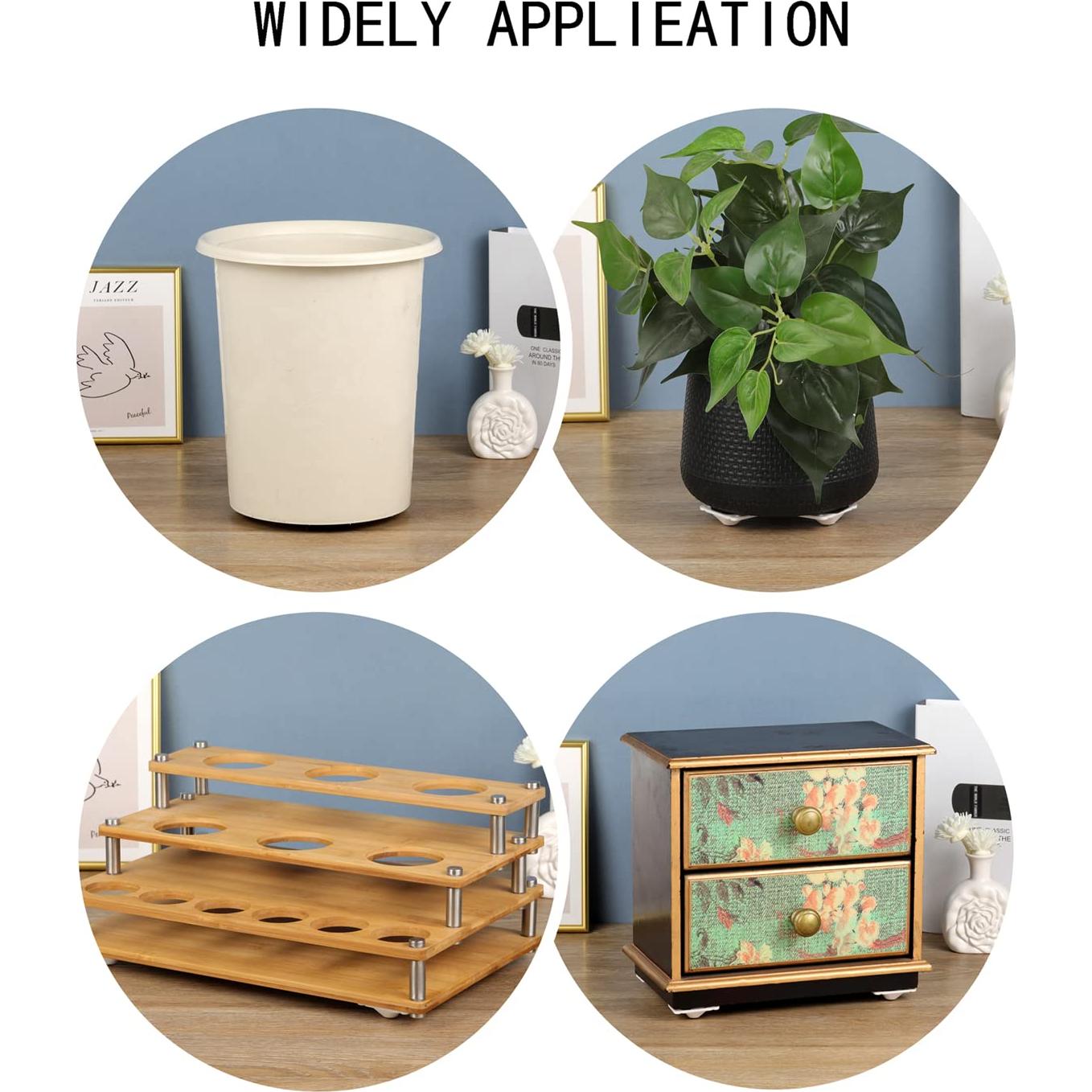 32 Ruedas Autoadhesivas de Acero Inoxidable 360° - Negro