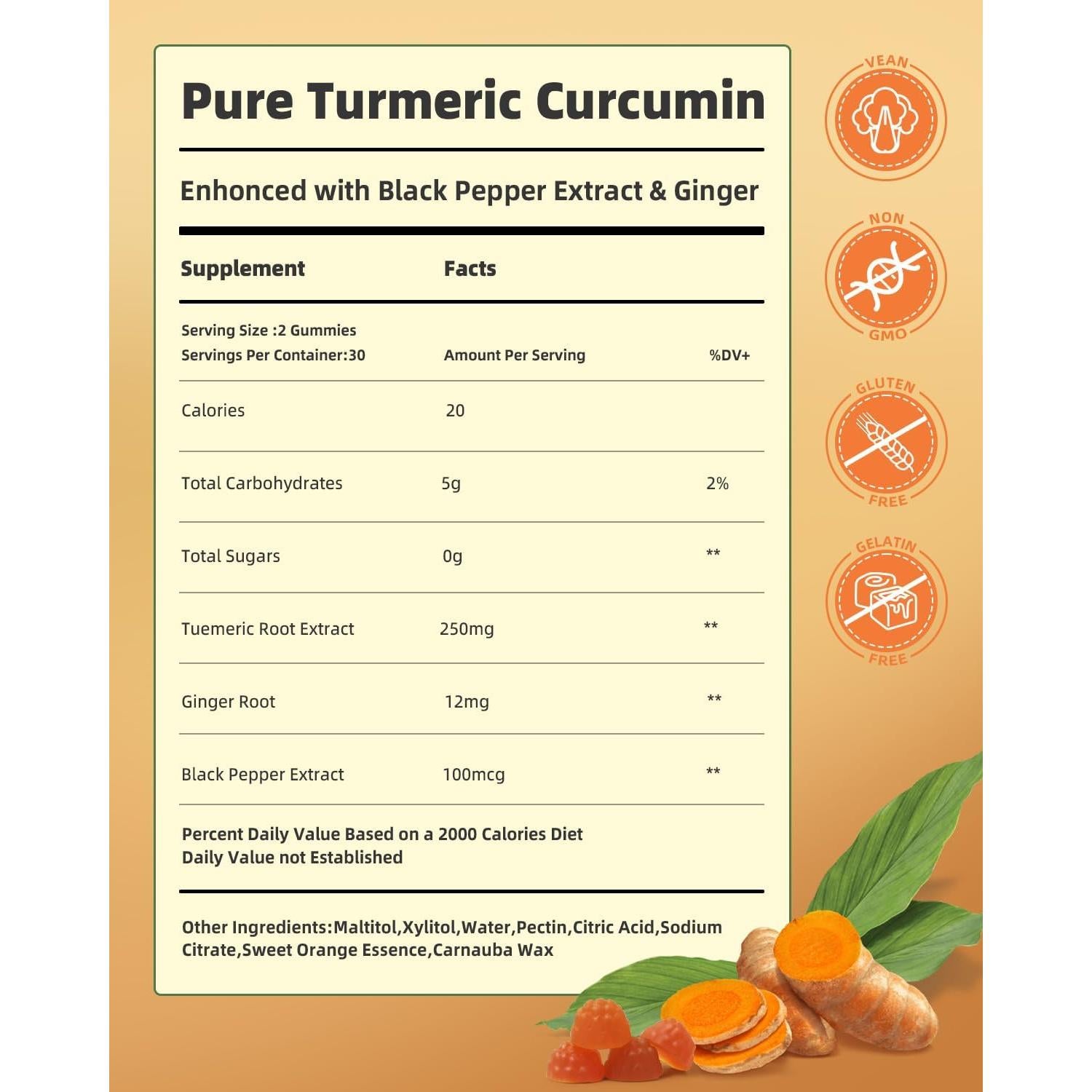 Gomitas de Cúrcuma y Jengibre ORGMO 60 Unidades Sin Azúcar