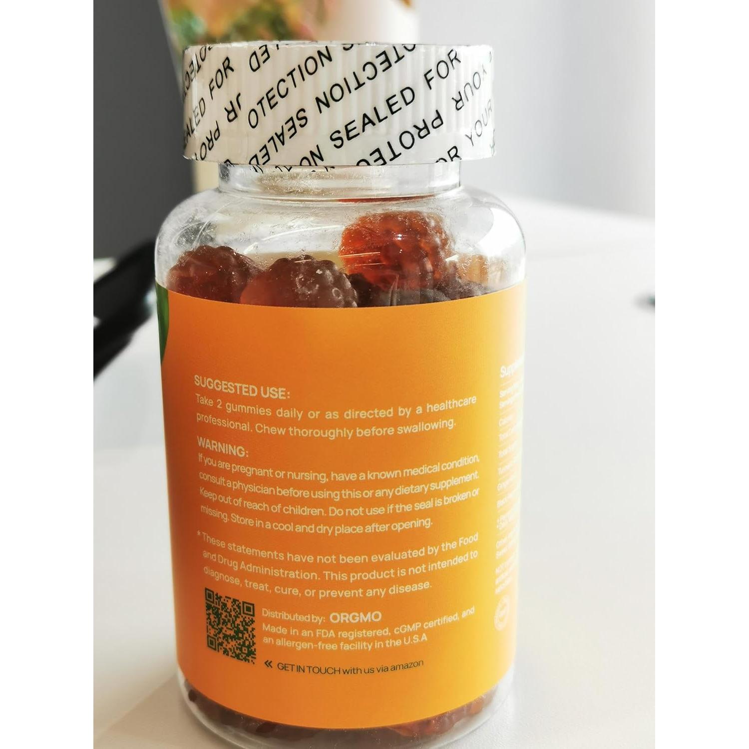 Gomitas de Cúrcuma y Jengibre ORGMO 60 Unidades Sin Azúcar