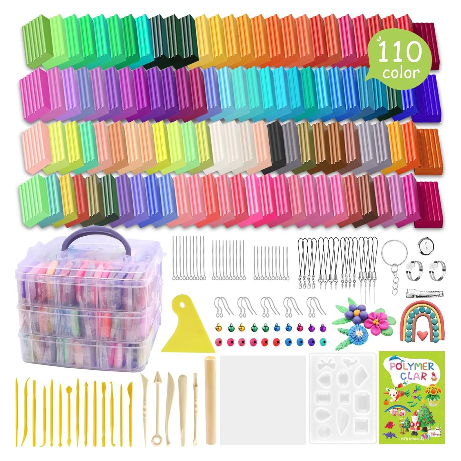 Kit de Arcilla Polimérica PeacePeo 110 Colores No Tóxica 215 Pcs