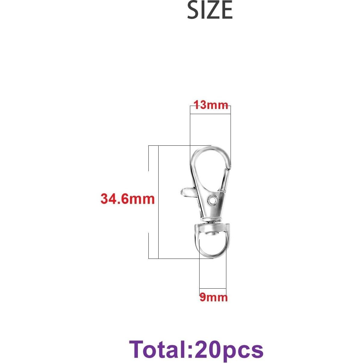 Ganchos de Snap Giratorios ZoloAJay 20pcs Metal Plata 34.5mm