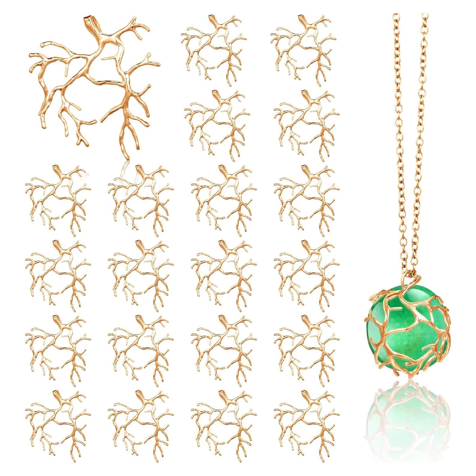 Hicarer 20 Pcs Colgantes de Rama Dorados para Joyería DIY