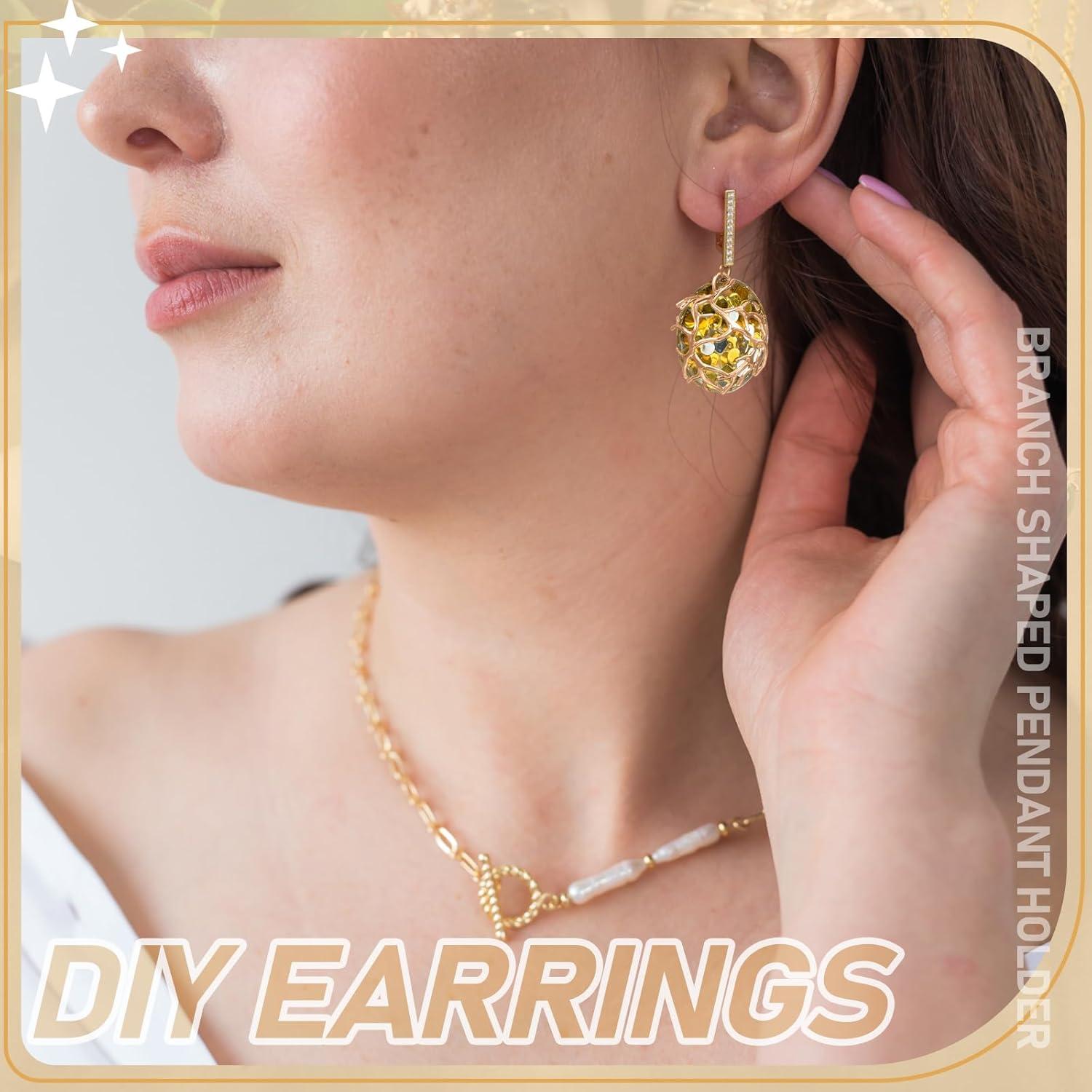 Hicarer 20 Pcs Colgantes de Rama Dorados para Joyería DIY