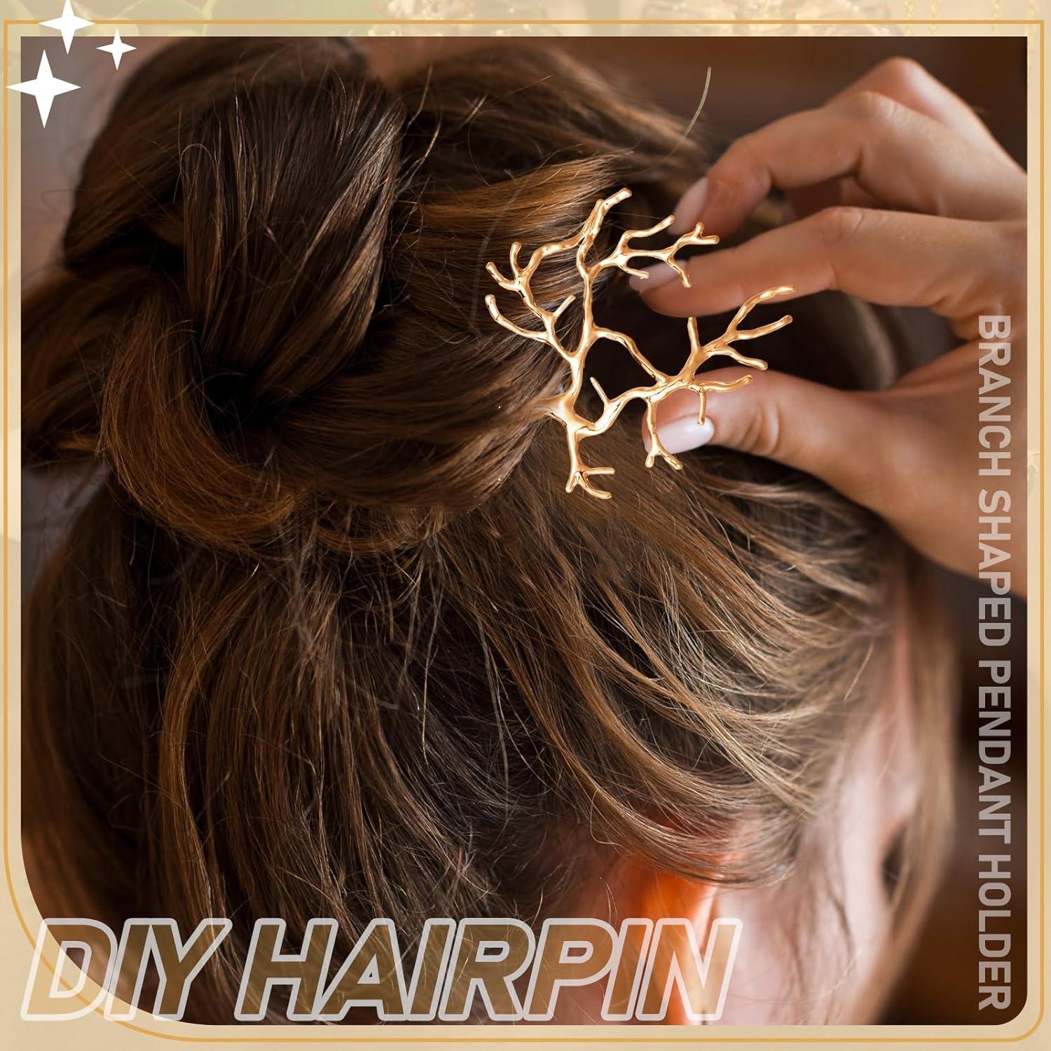 Hicarer 20 Pcs Colgantes de Rama Dorados para Joyería DIY