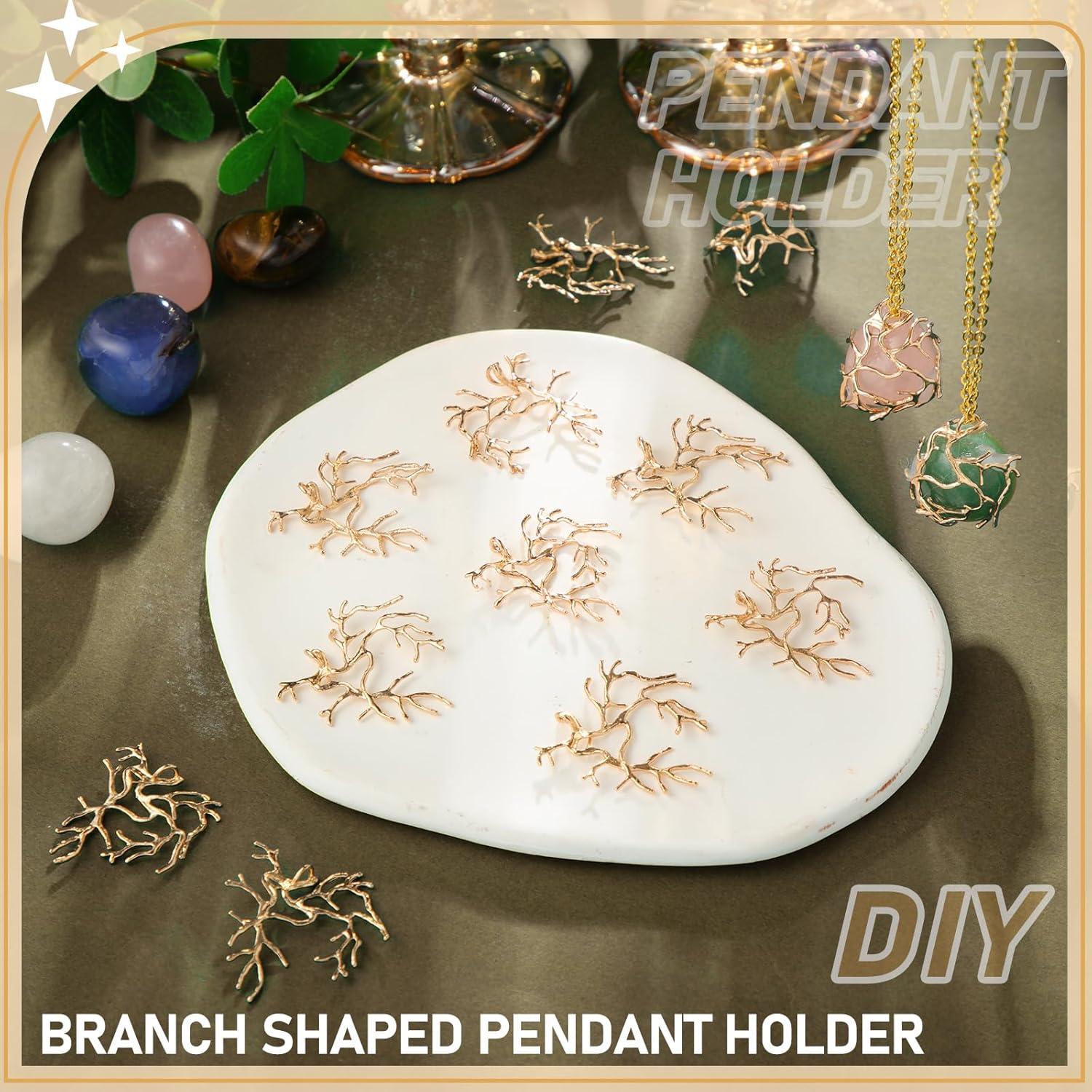 Hicarer 20 Pcs Colgantes de Rama Dorados para Joyería DIY