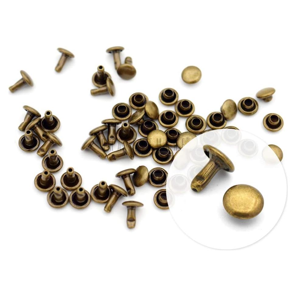 Remaches de Doble Cabeza CRAFTMEMORE 100 Piezas 4mm Latón Antiguo
