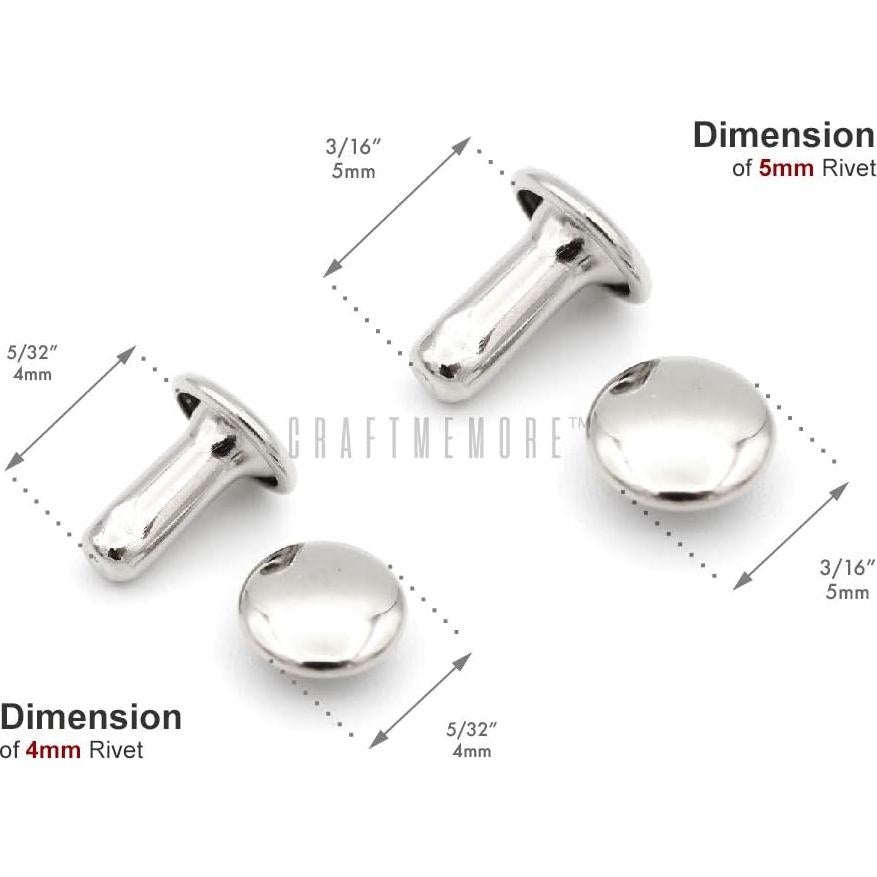 Remaches de Doble Cabeza CRAFTMEMORE 100 Piezas 4mm Latón Antiguo