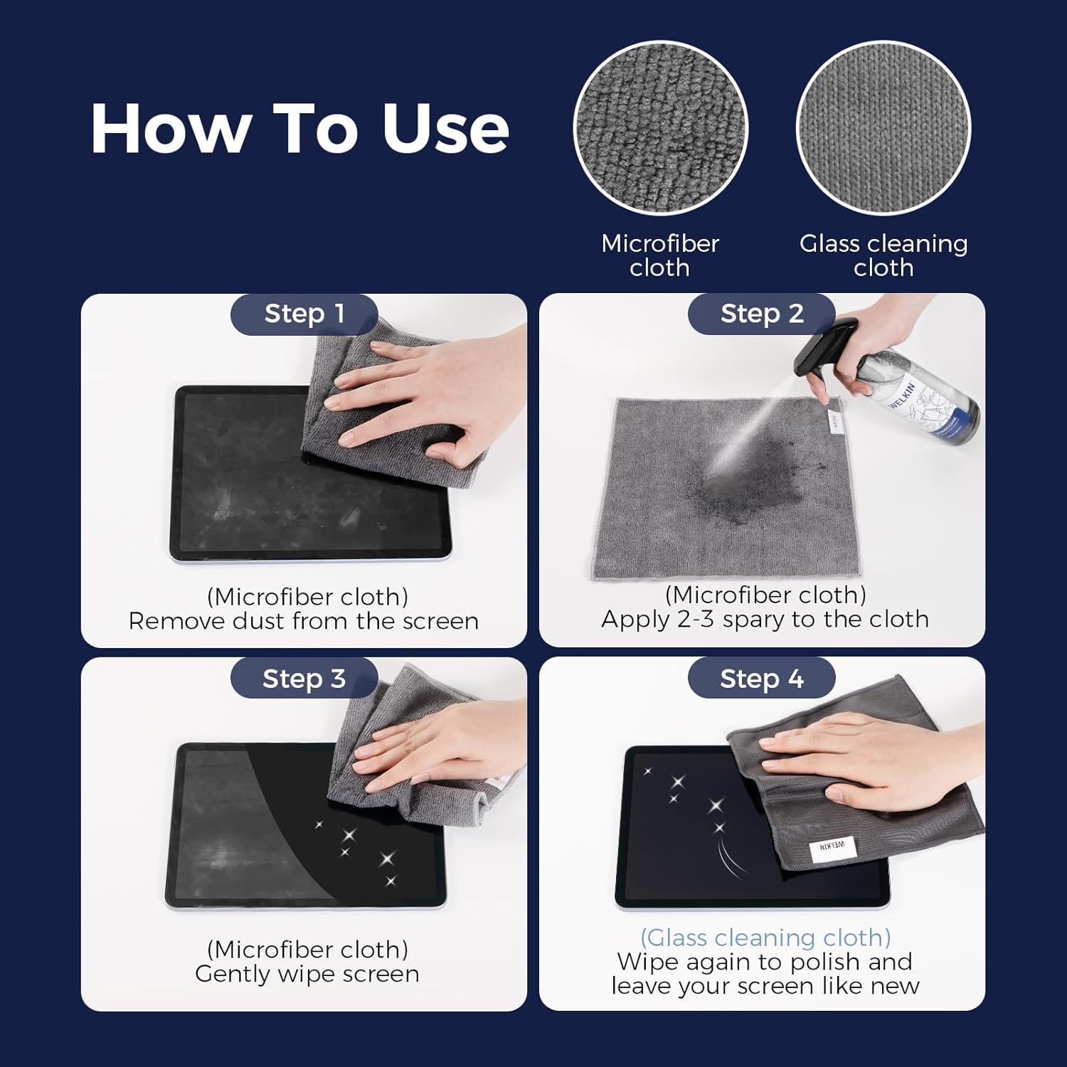 Kit de Spray Limpiador de Pantallas WELKIN 550ml - 2 Paños