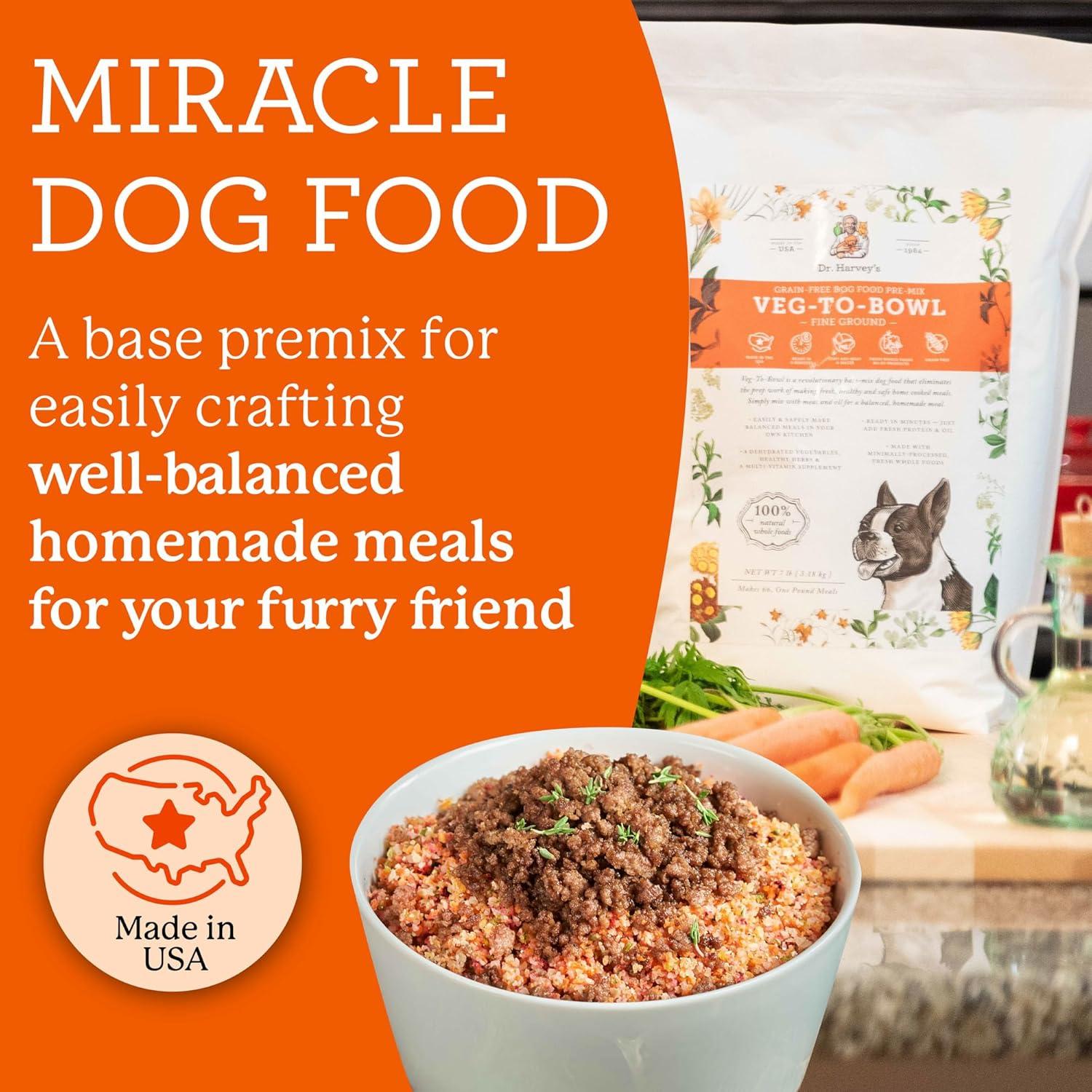 Dr. Harvey's Veg-to-Bowl Fine Ground Dog Food, Human Grade Dehydrated Base Mix for Dogs, Grain Free Holistic Mix for Small Dogs Trial Size (6.5 oz)