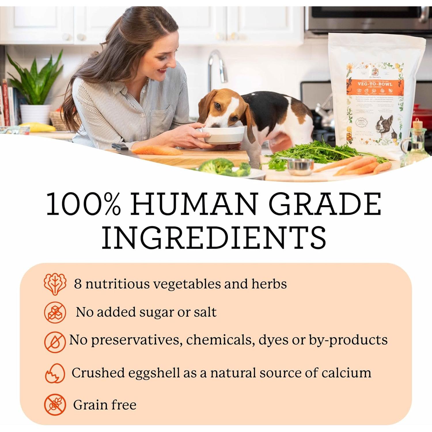 Dr. Harvey's Veg-to-Bowl Fine Ground Dog Food, Human Grade Dehydrated Base Mix for Dogs, Grain Free Holistic Mix for Small Dogs Trial Size (6.5 oz)