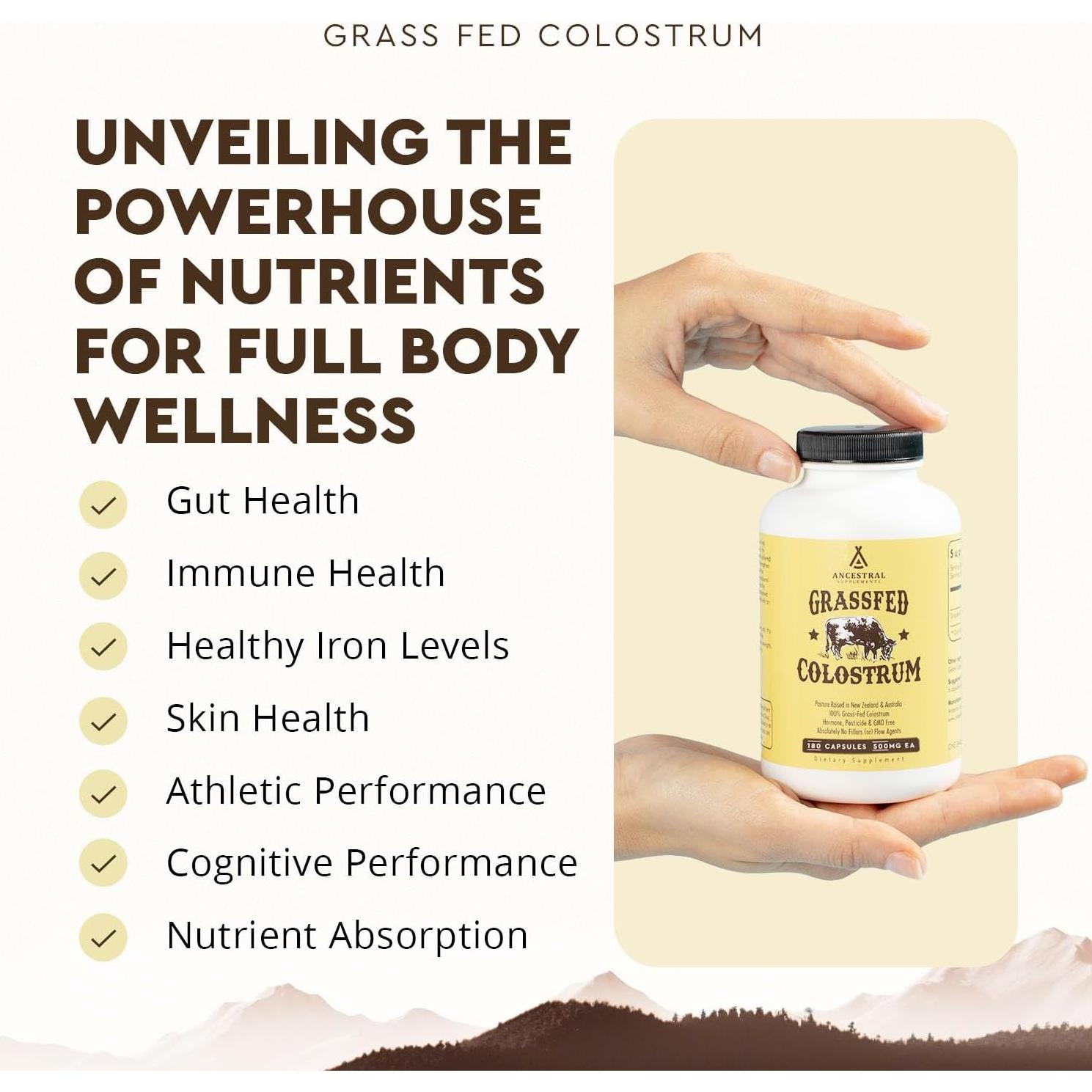 Suplemento de Calostro de Res Ancestral 3000 mg 180 Cápsulas