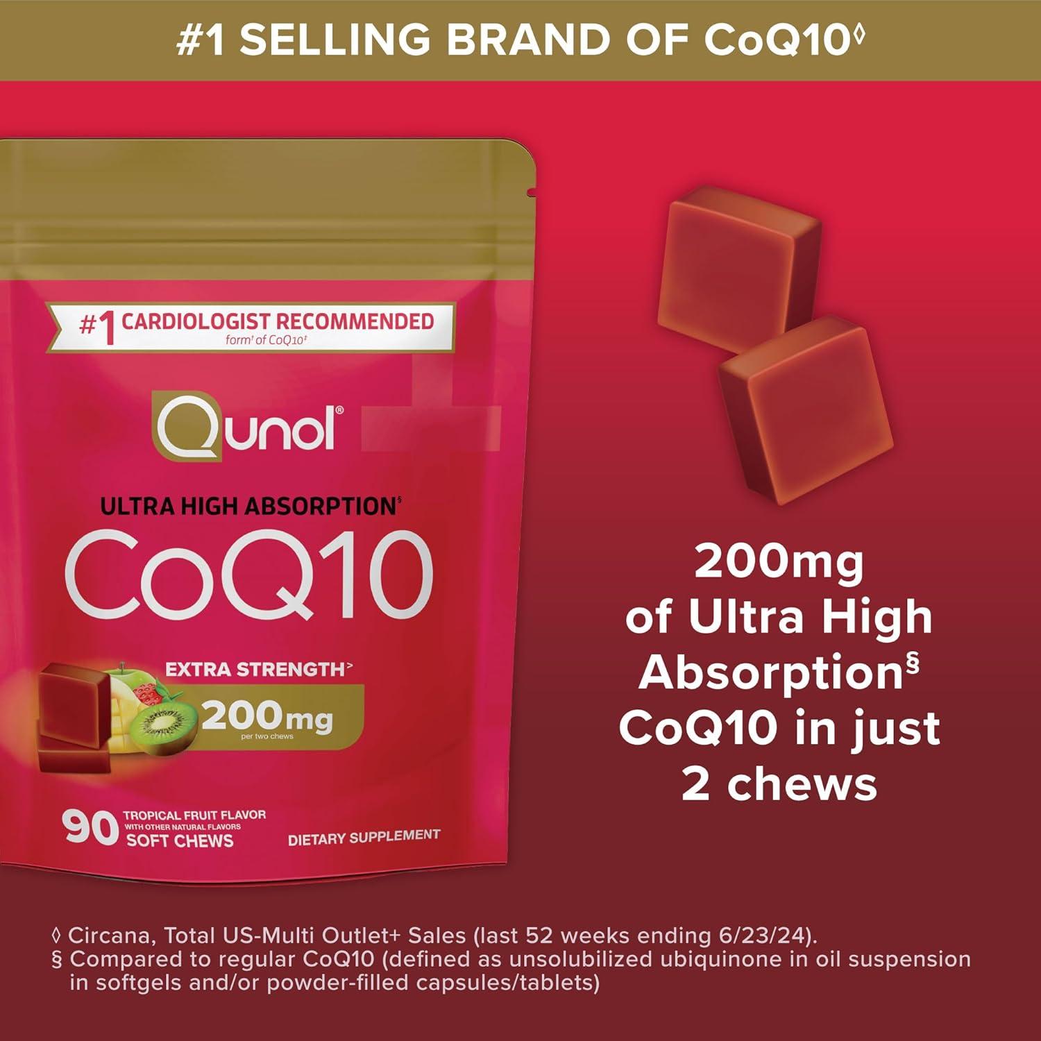 Suplemento CoQ10 200mg Qunol Caramelos Blandos 90 Unidades