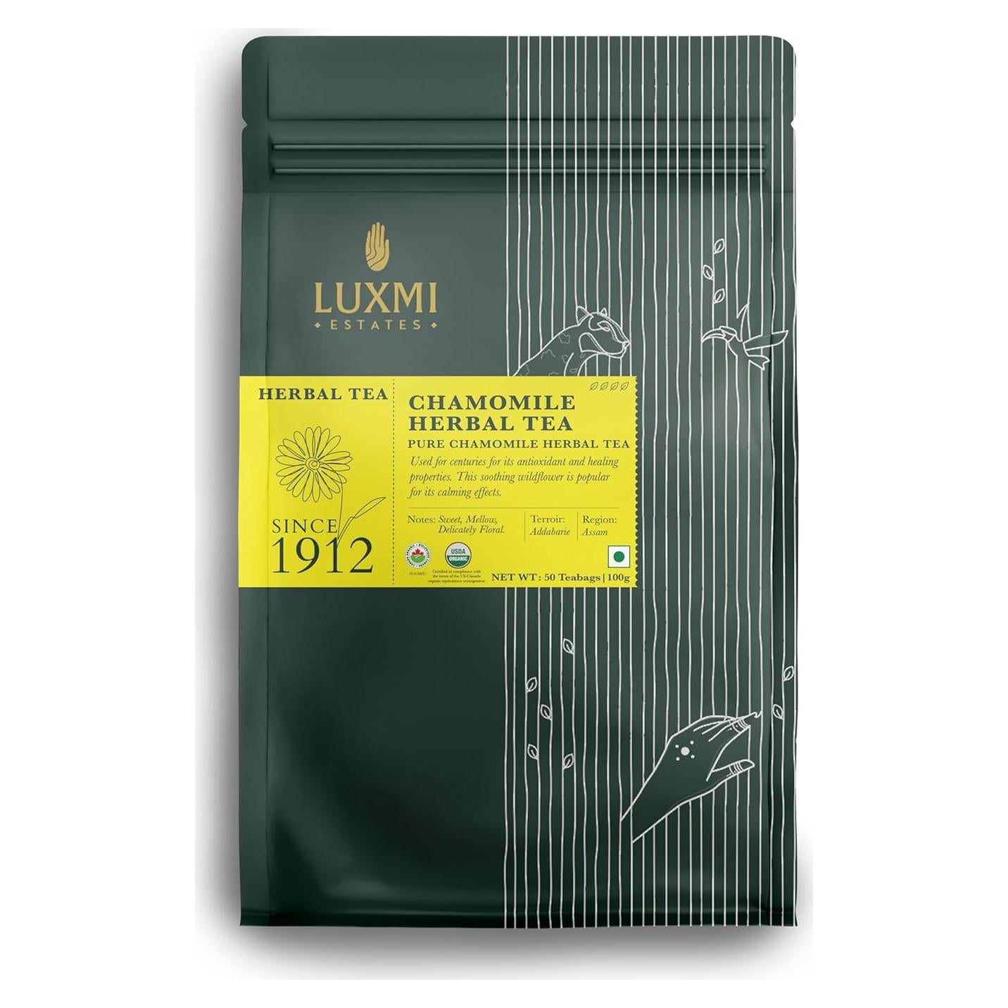 Té de Hierbas de Manzanilla Luxmi Estates 50 Bolsitas Orgánico