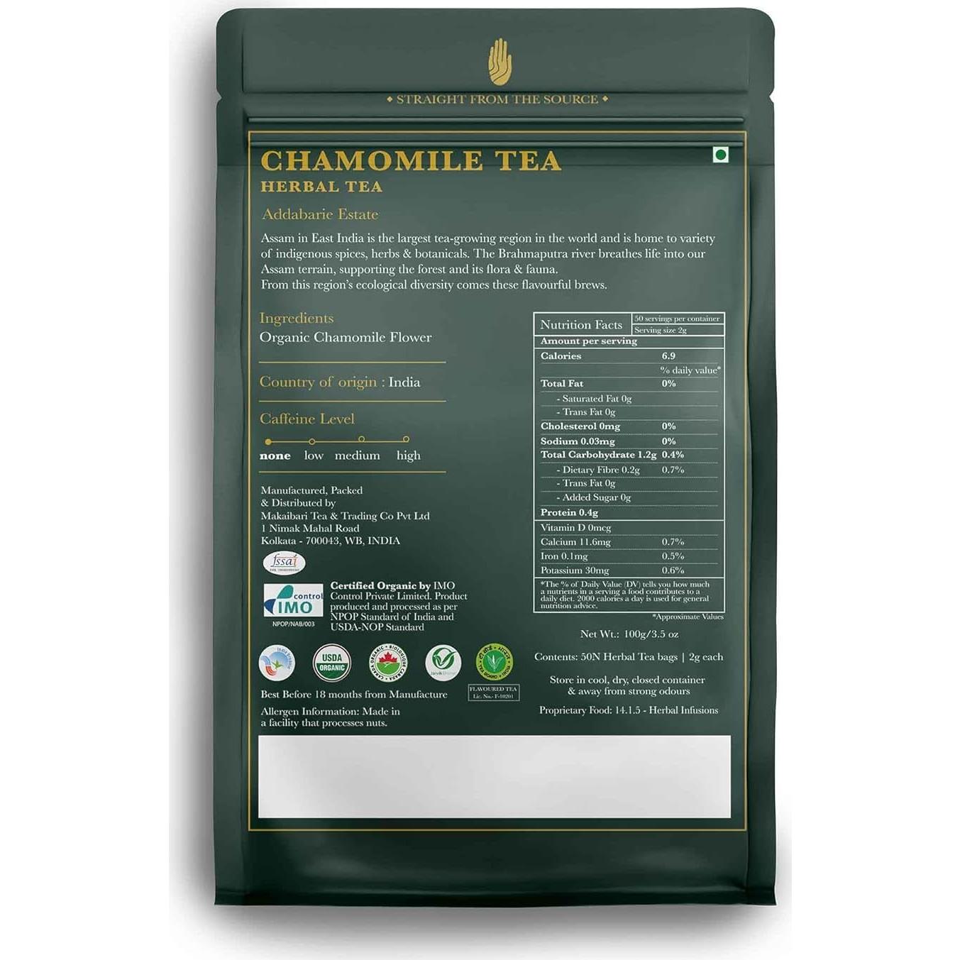 Té de Hierbas de Manzanilla Luxmi Estates 50 Bolsitas Orgánico