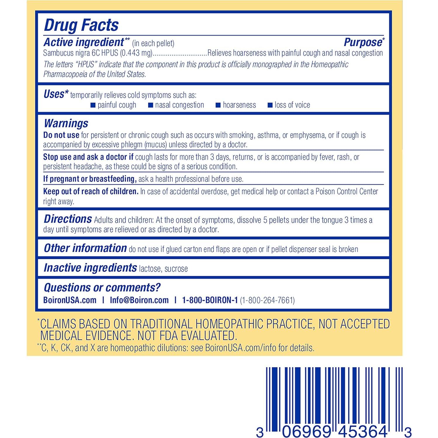 Boiron Sambucus Nigra 6C Homeopatía Alivio Tos Resfriado 240 Gránulos