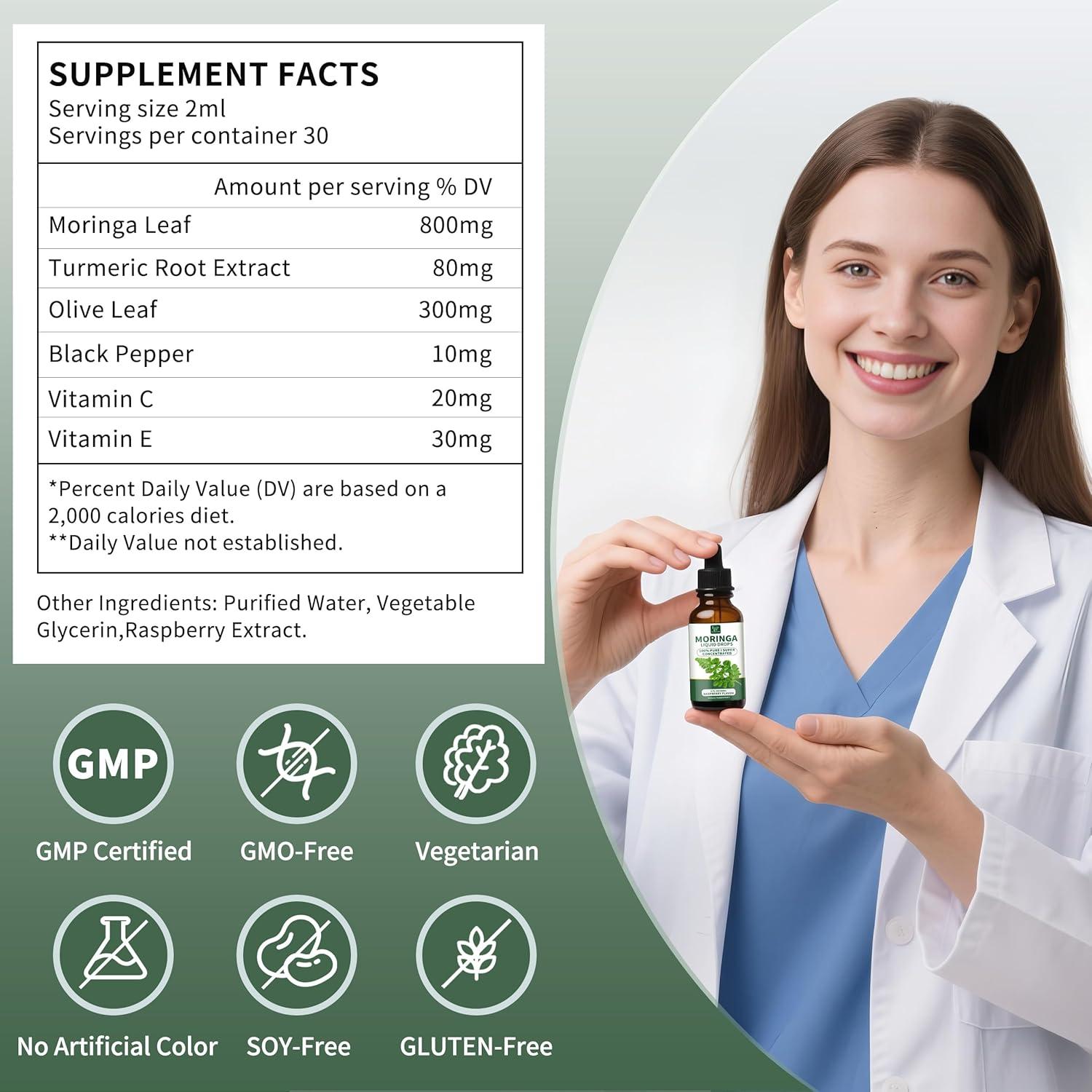 Gotas Líquidas de Moringa Orgánica 60 ml - Suplemento Nutricional