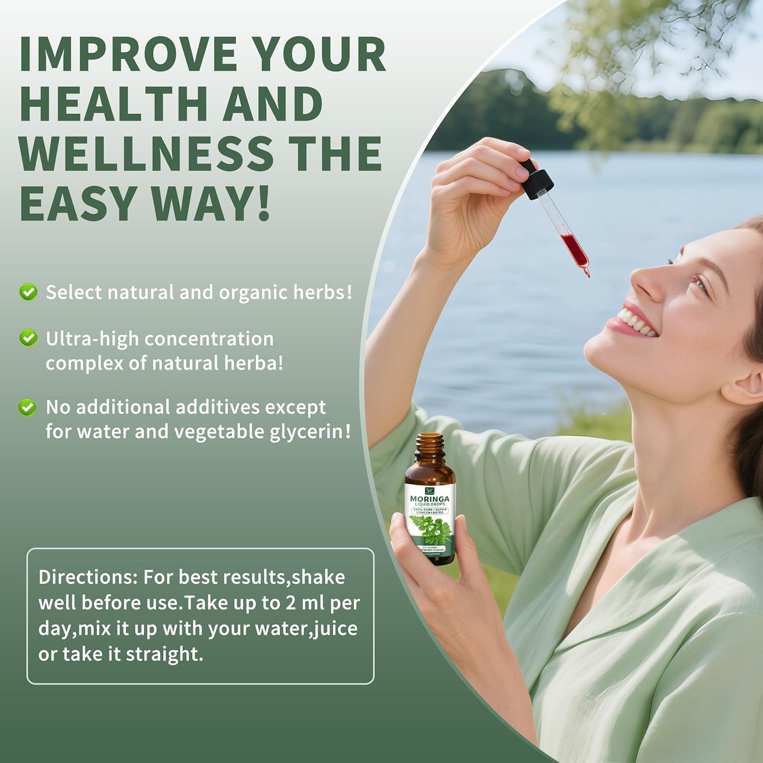 Gotas Líquidas de Moringa Orgánica 60 ml - Suplemento Nutricional