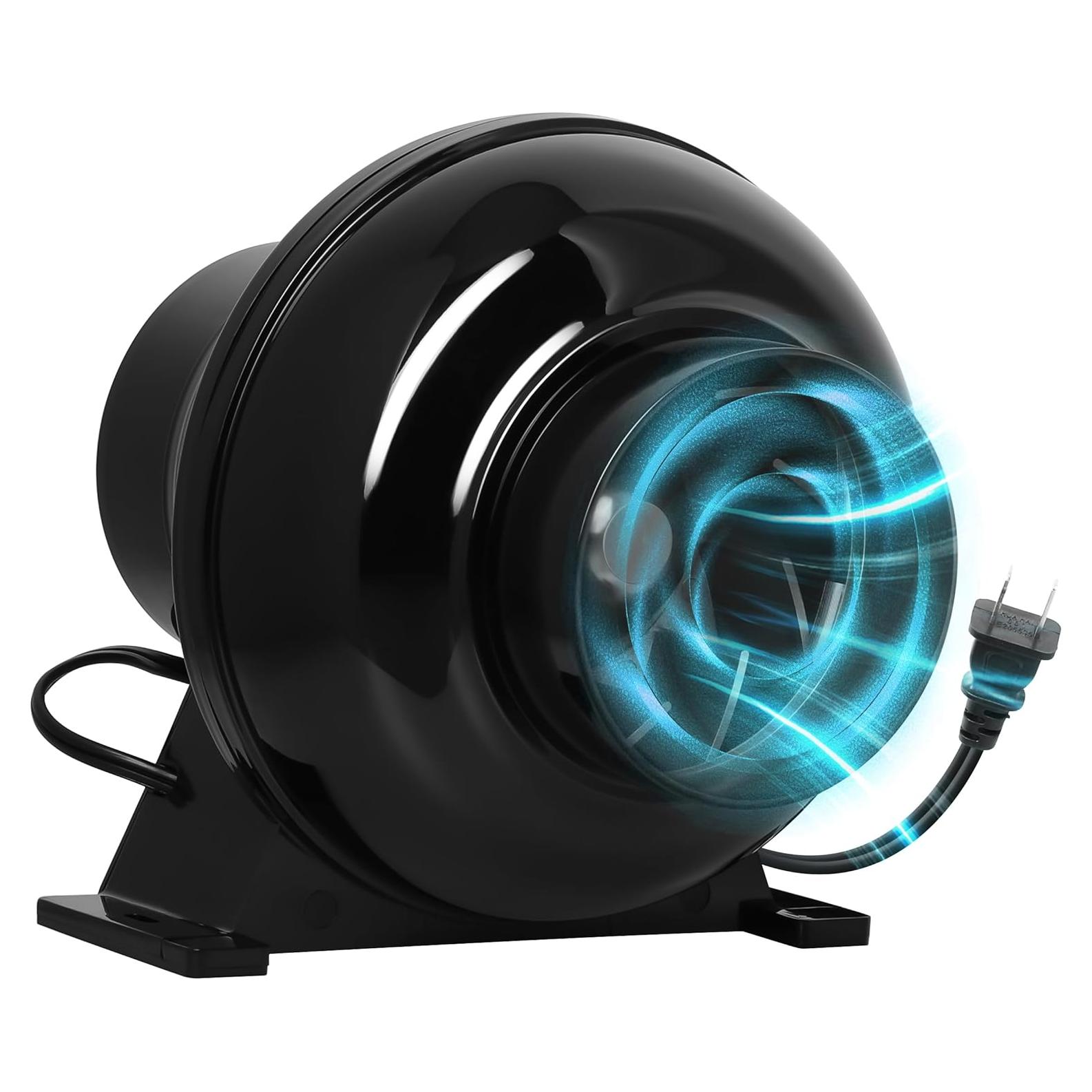 Ventilador de Conducto Inline Simple Deluxe 4" 195 CFM Negro