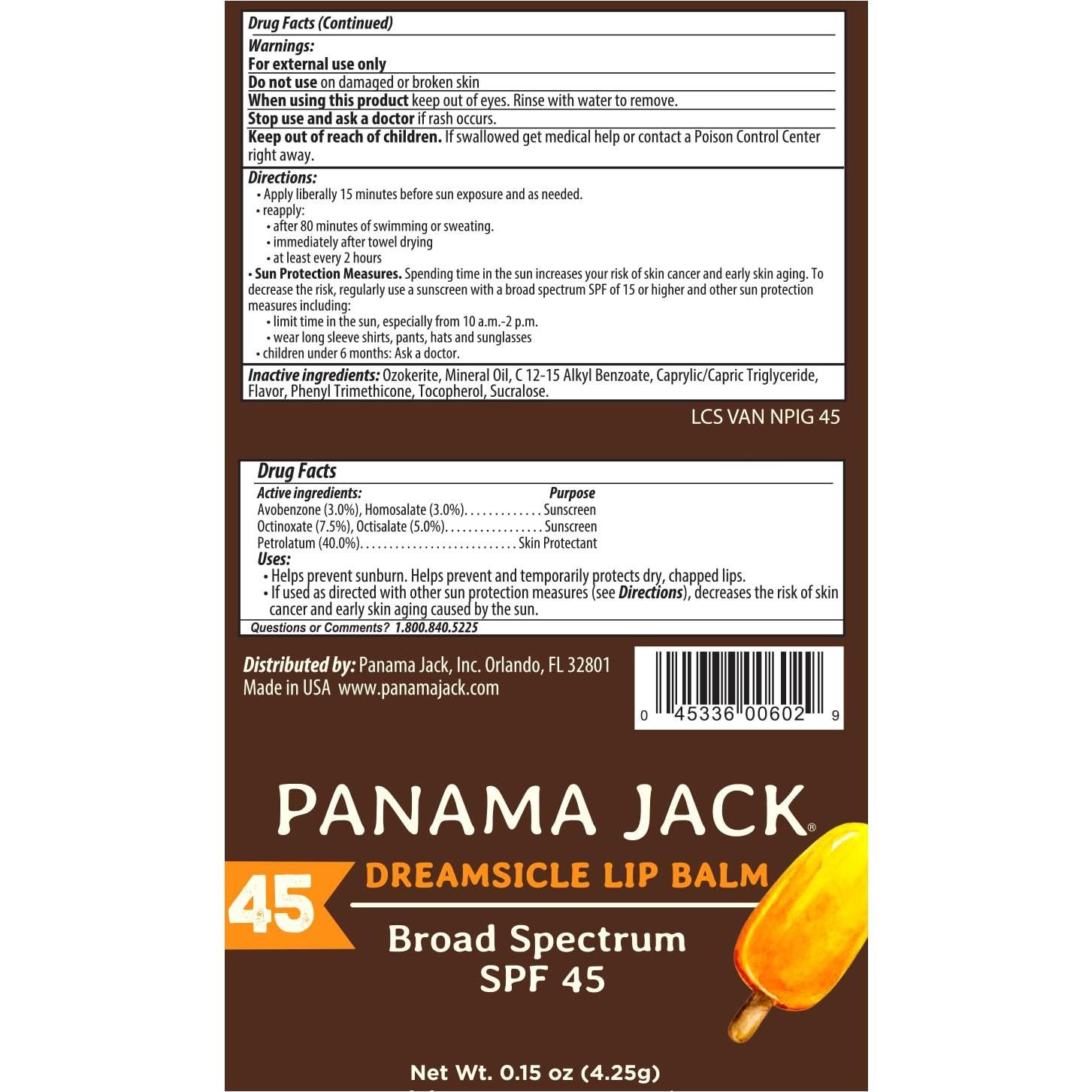 Bálsamo Labial Protector Solar Panama Jack SPF 45 - Paquete de 2