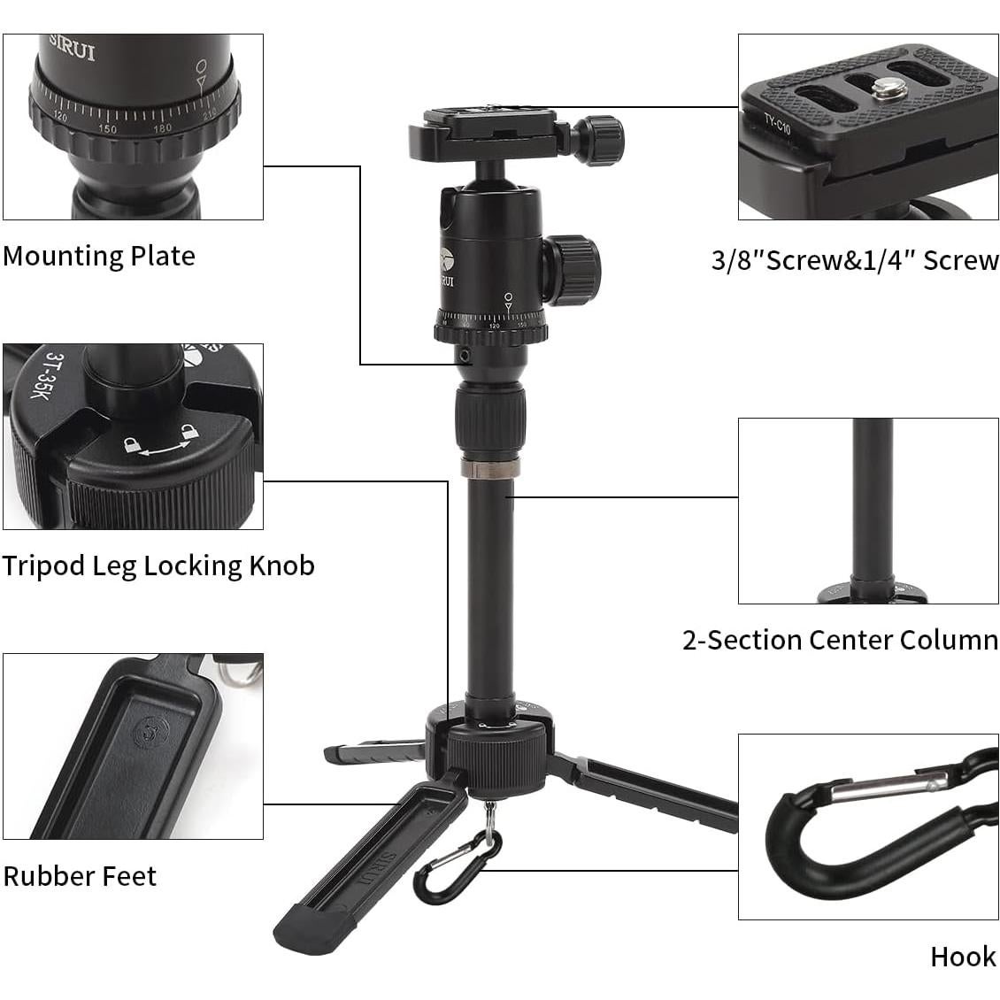 Trípode Mini SIRUI AM-35K de Aluminio 34.3cm 4kg