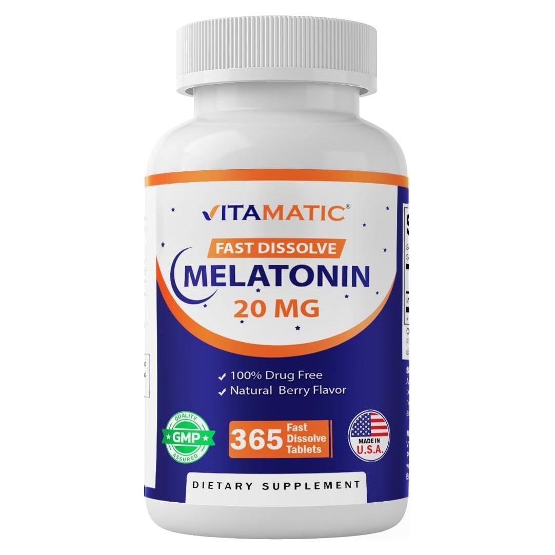 Tabletas de Melatonina Vitamatic 20 mg Sabor Baya 365 Unidades
